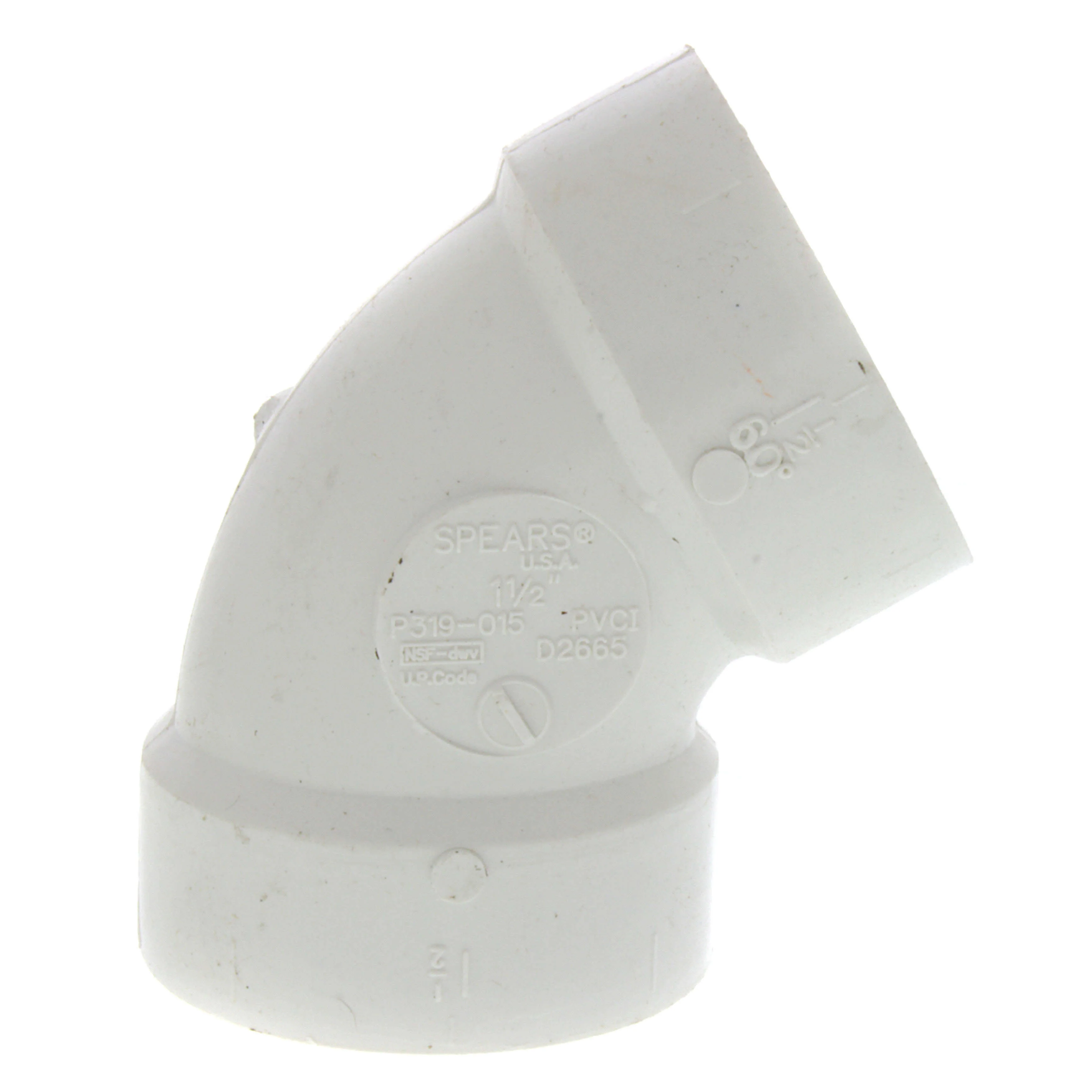 SPEARS VALVES P319-015 Pipe, 1/6 Bend, Hub x Hub, 1-1/2 Size, PVC | BU7JKH