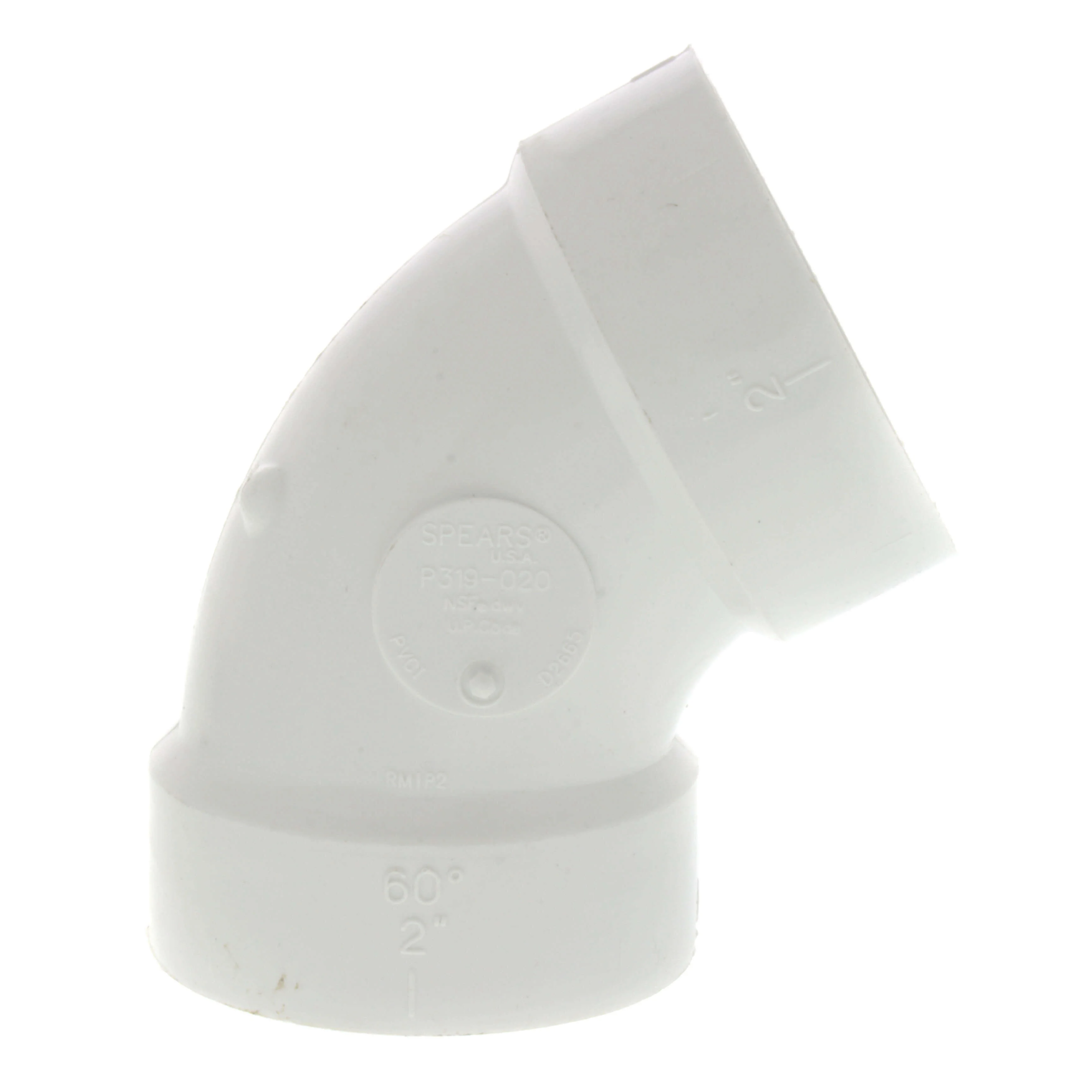 SPEARS VALVES P319-020 Pipe, 1/6 Bend, Hub x Hub, 2 Size, PVC | BU7JMT