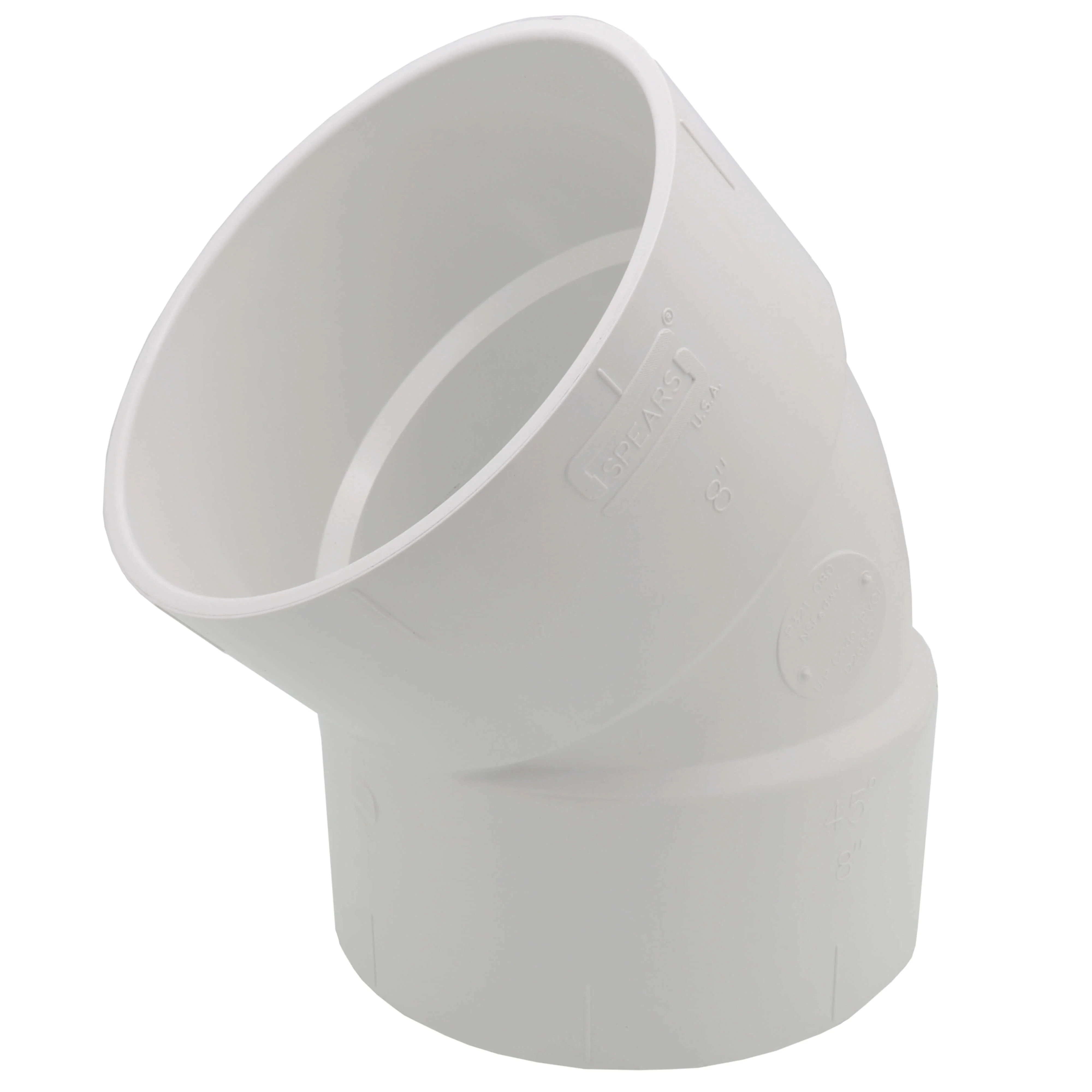SPEARS VALVES P321-080 Pipe, 1/8 Bend, Hub x Hub, 8 Size, PVC | BU7KFR
