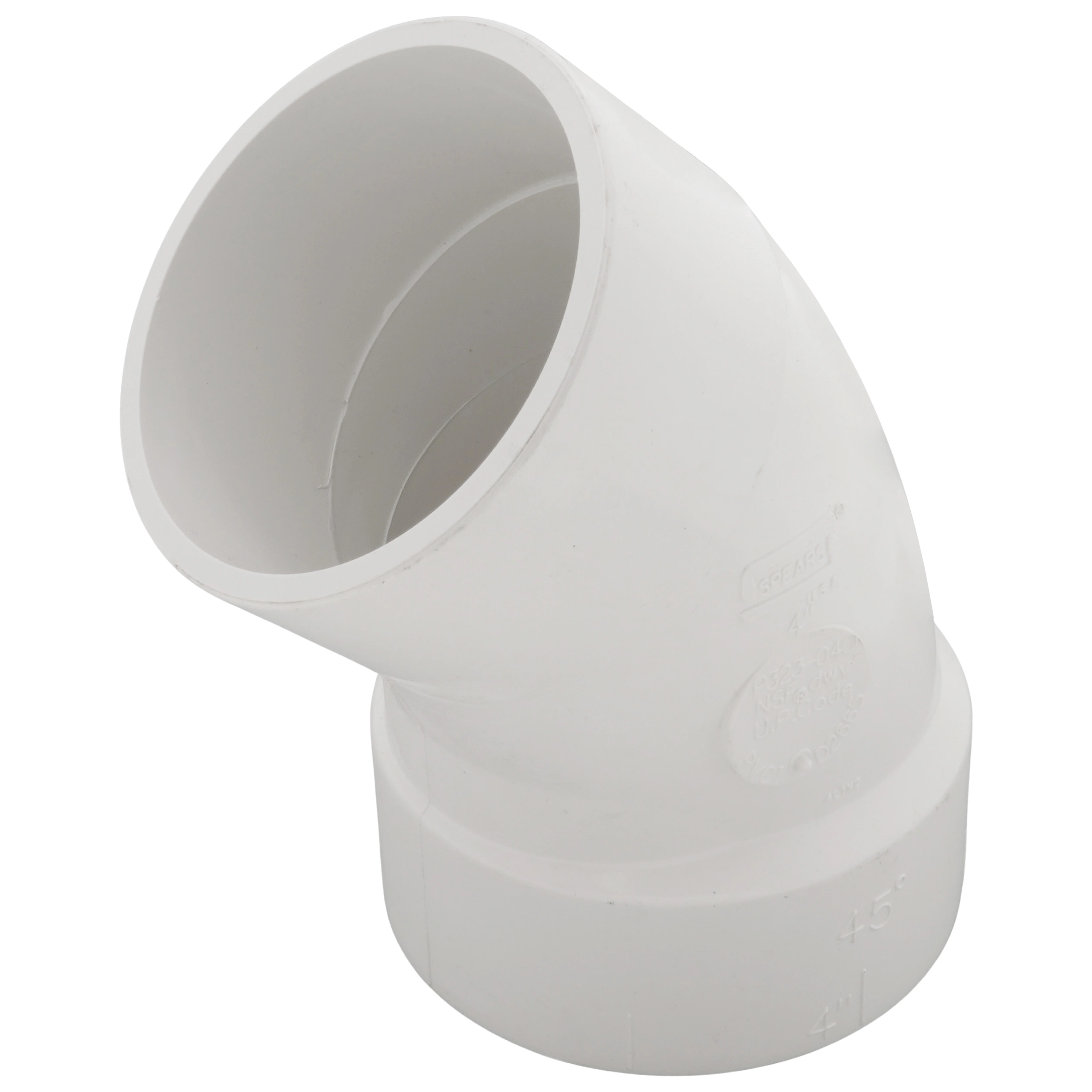 SPEARS VALVES P323-040 Drain Waste Vent Long Sweep 1/8 Bend, Hub x Spigot, 4 Size, PVC | BU7HPR