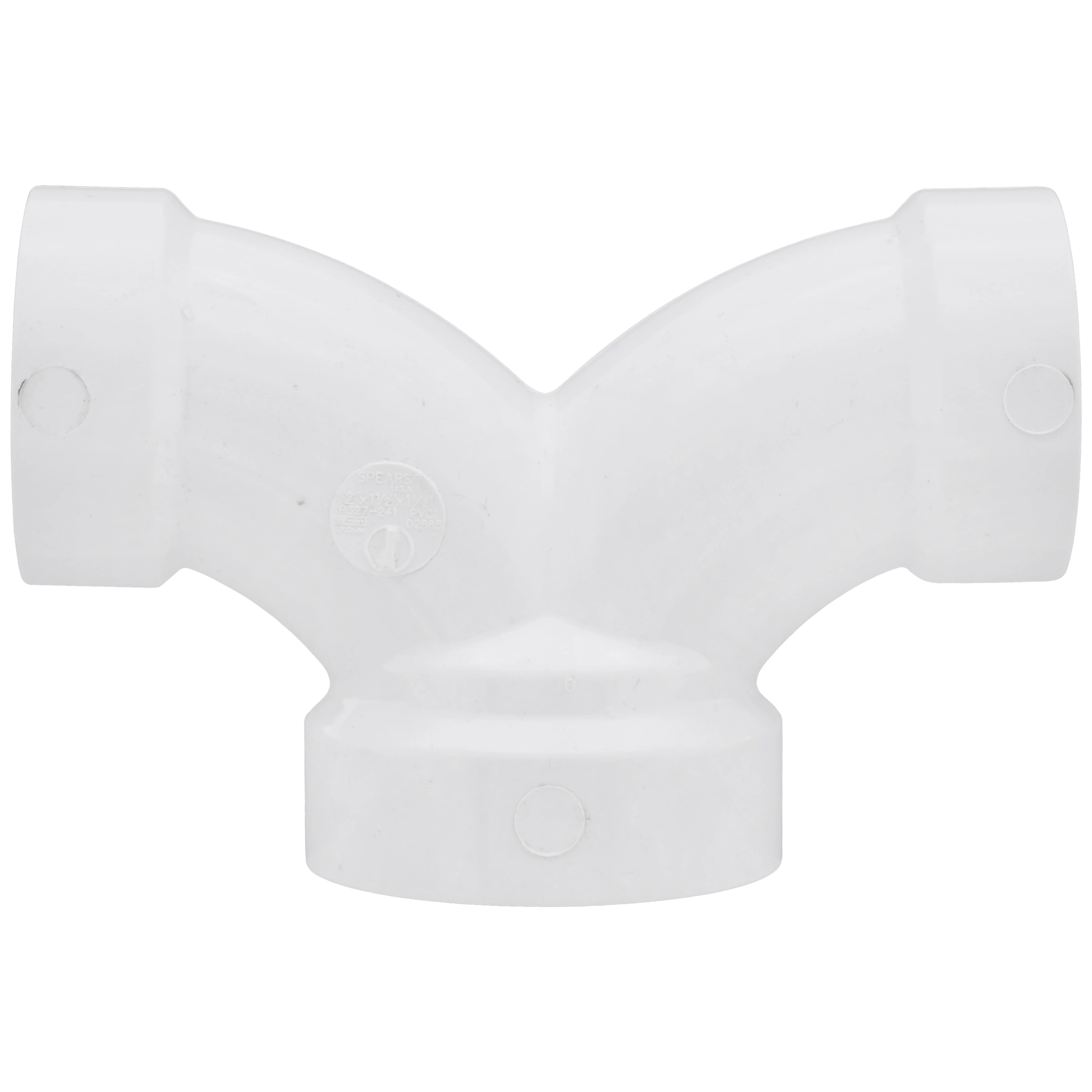 SPEARS VALVES P327-241 Drain Waste Vent, 1/4 Double Bend, Hub x Hub x Hub, 2 x 1-1/2 x 1-1/2 Size, PVC | BU8ABD