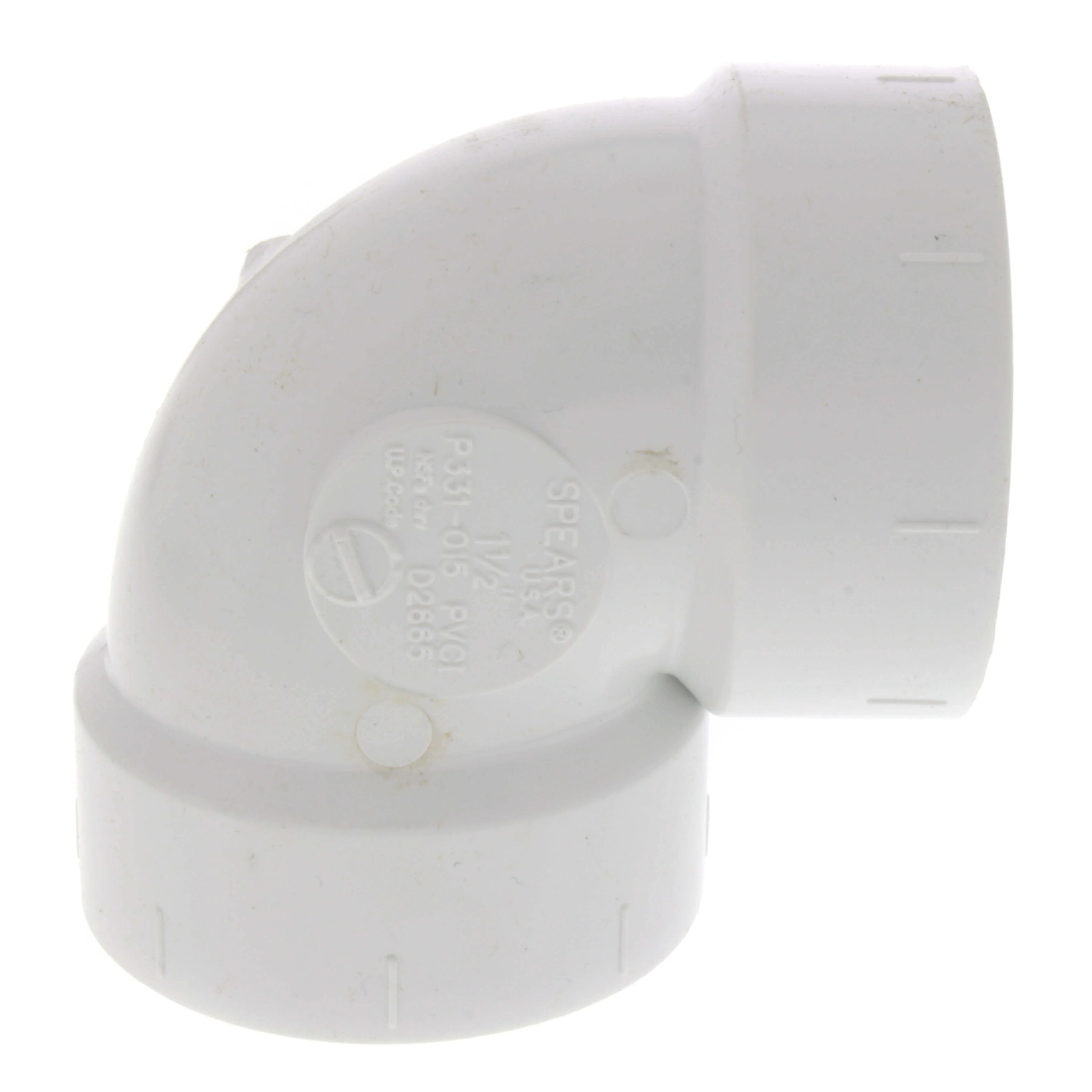 SPEARS VALVES P331-015 Drain Waste Vent Elbow, Hub x Hub, 1-1/2 Size, PVC | BU7MCJ