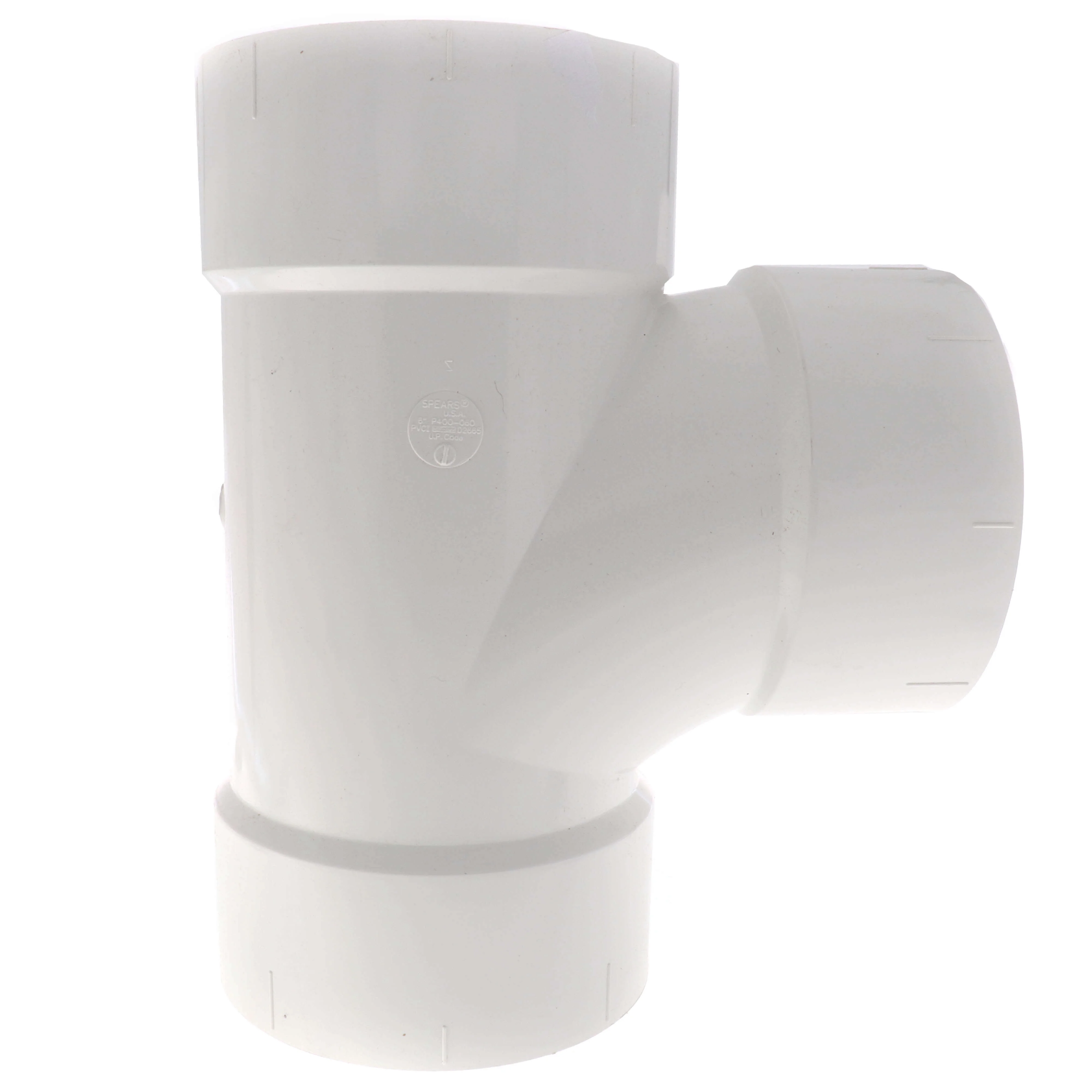SPEARS VALVES P400-060 Sanitary Tee, Hub x Hub x Hub, 6 Inch Size, PVC | BU7JKV