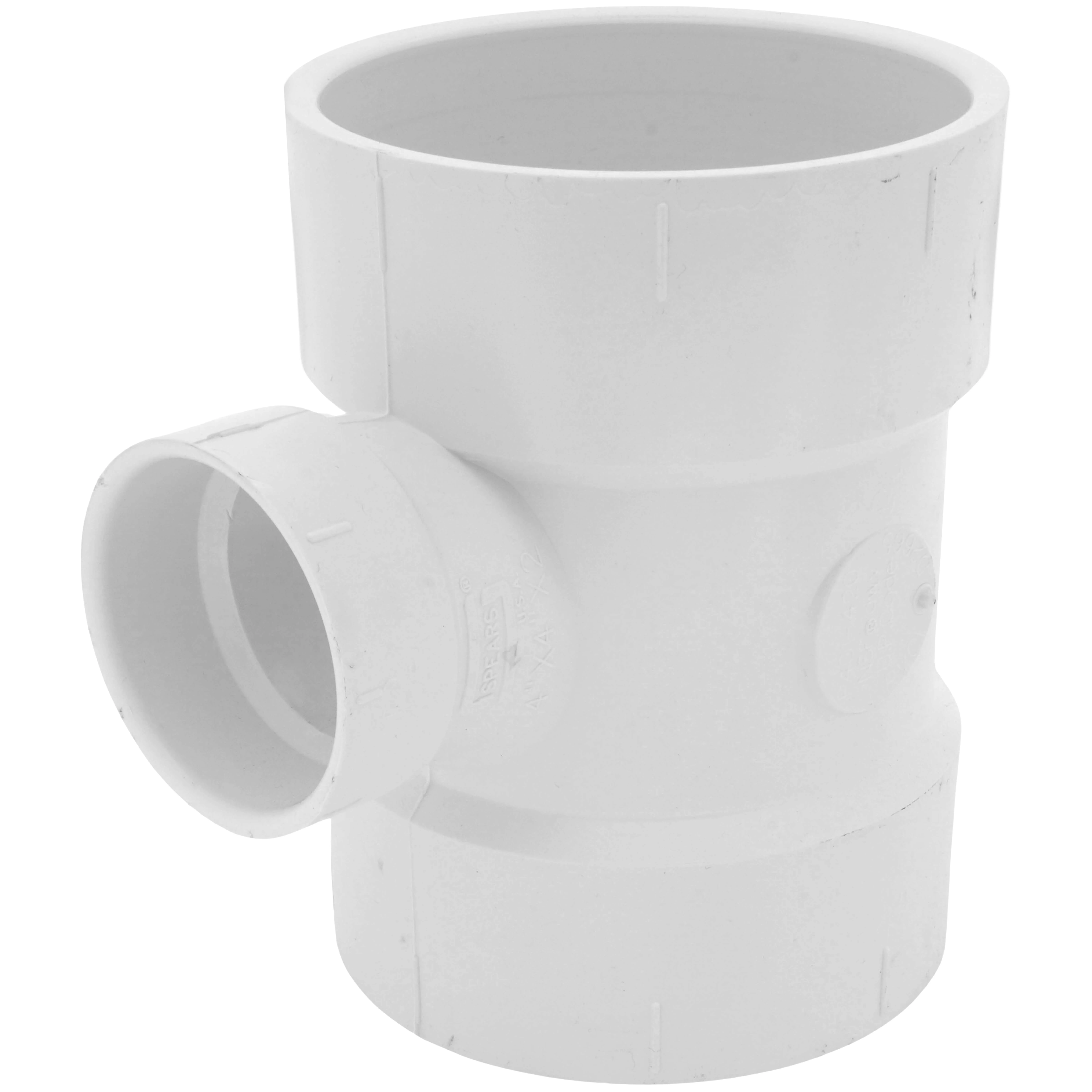 SPEARS VALVES P401-420 Reducer Sanitary Tee, Hub x Hub x Hub, 4 x 4 x 2 Inch Size, PVC | BU7HUA
