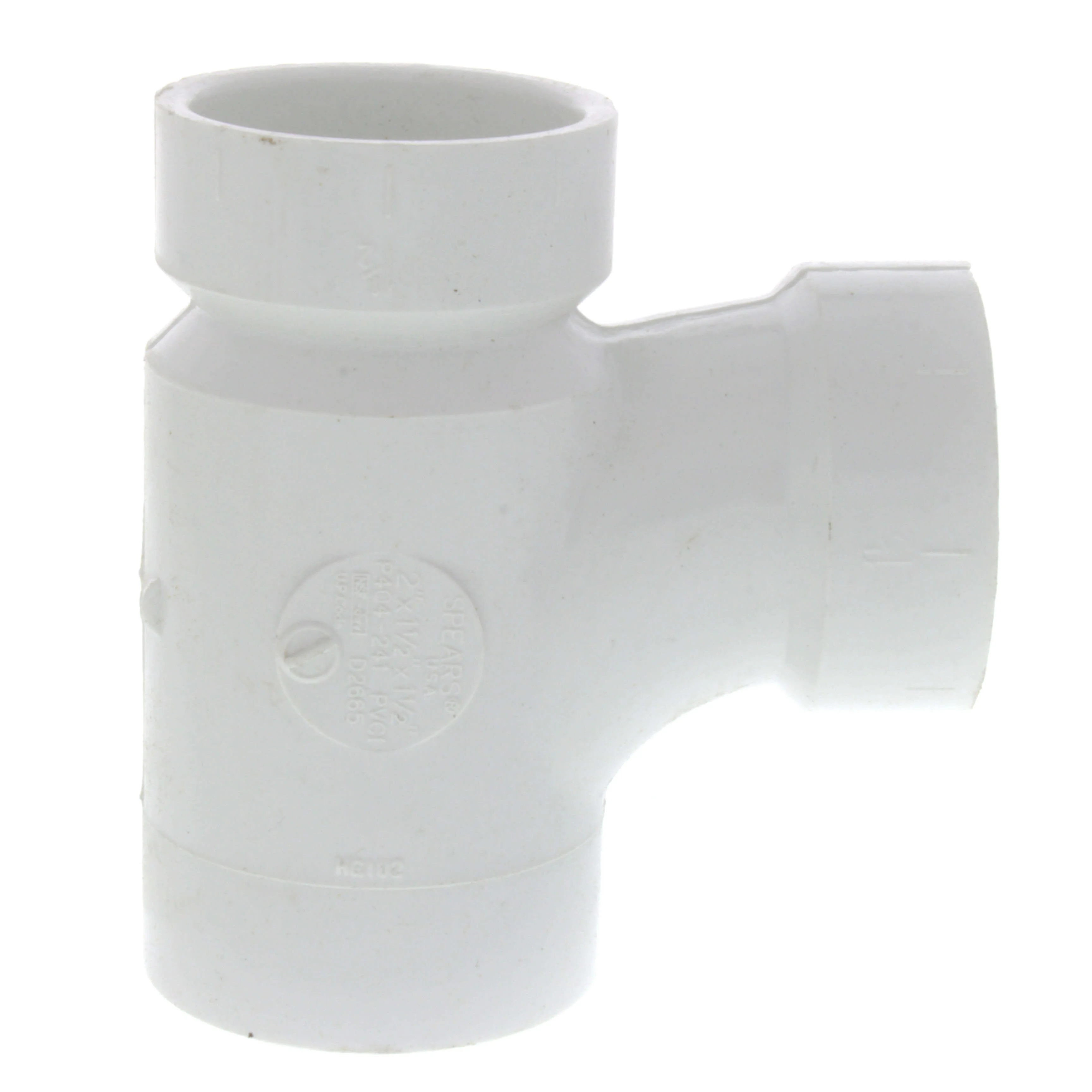 SPEARS VALVES P404-241 Drain Waste Vent Reducer Street Sanitary Tee, Spigot, 2 x 1-1/2 x 1-1/2 Size, PVC | BU8GZN