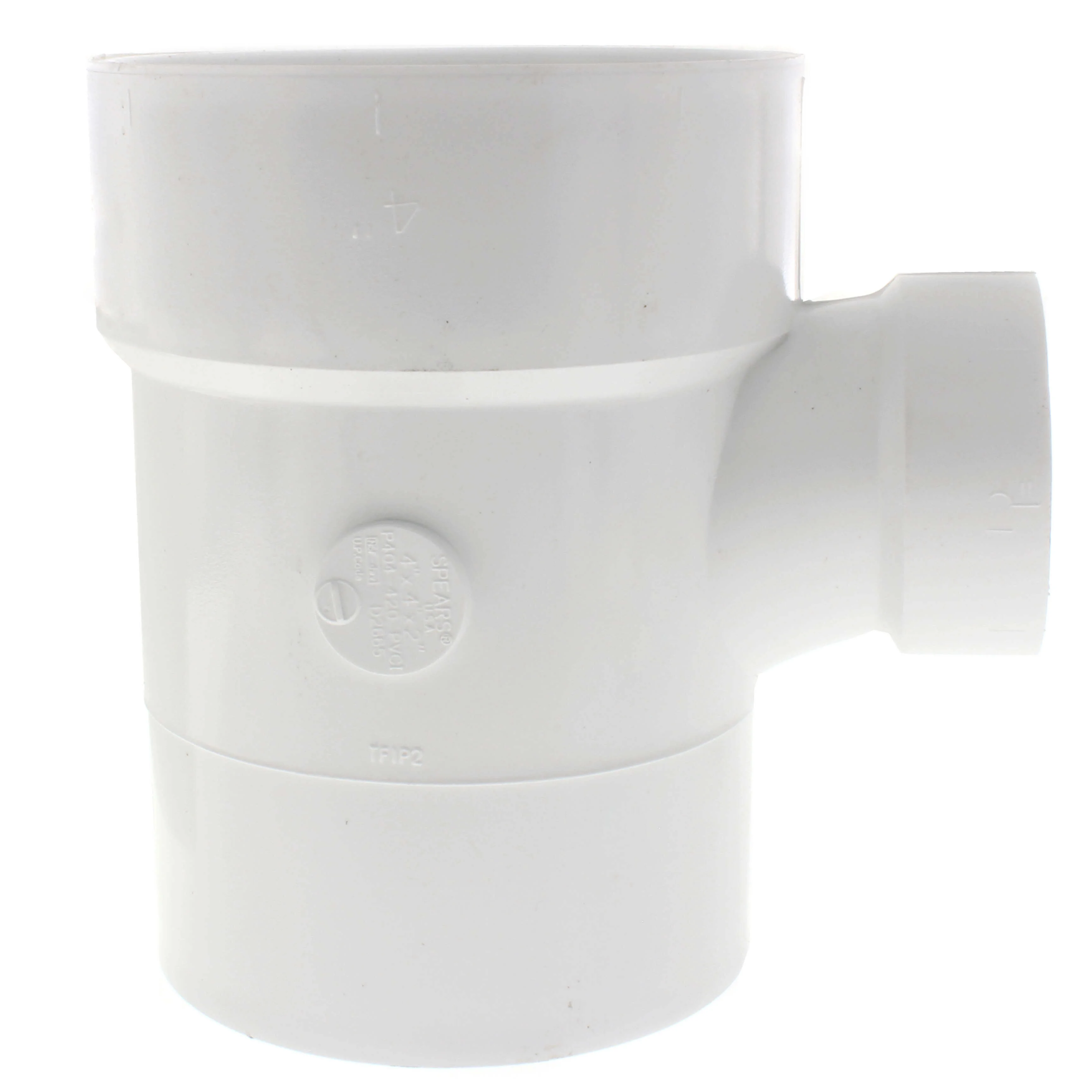 SPEARS VALVES P404-420 Drain Waste Vent Reducer Street Sanitary Tee, Spigot x Hub, 4 x 4 x 2 Size, PVC | BU8AFZ