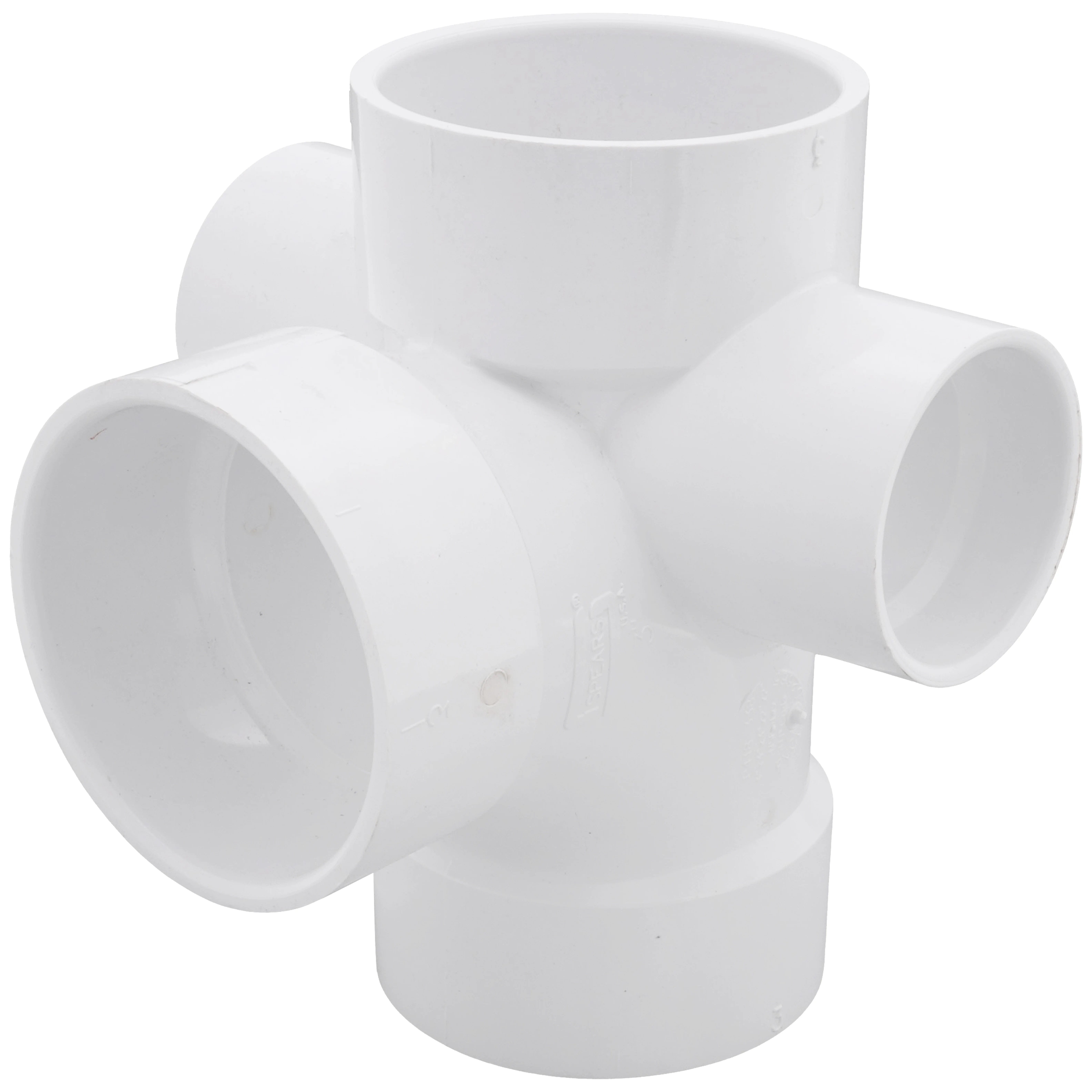 SPEARS VALVES P418-338 Dwv Sanitary Tee, With Light Right Side Inlet, 3 x 3 x 3 x 2 x 2 Size, PVC | BU7MBN