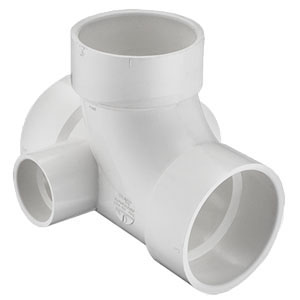 SPEARS VALVES P418-420 Dwv Sanitary Tee, Withft Right Side Inlet, 4 x 4 x 4 x 2 x 2 Size, PVC | BU7LKK