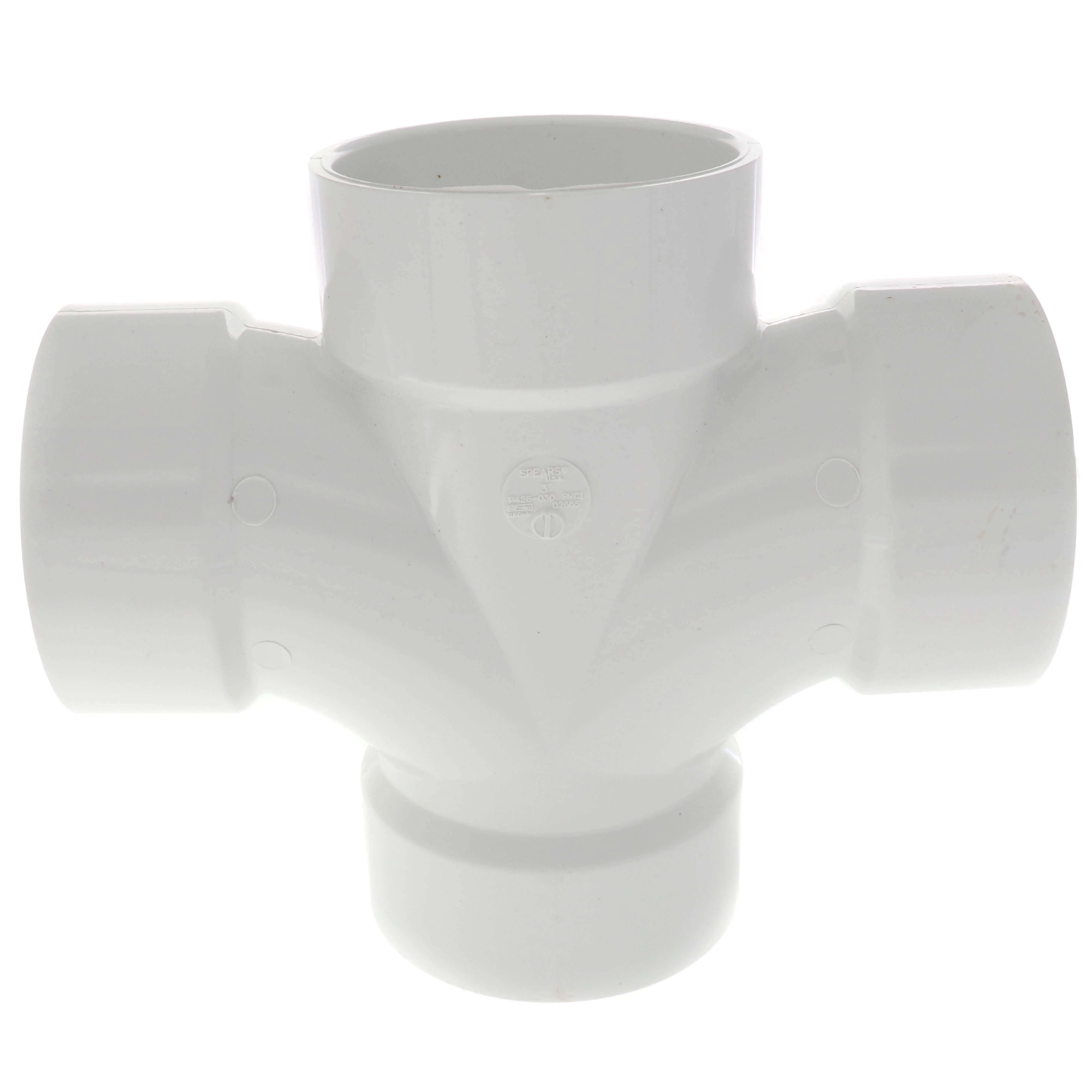 SPEARS VALVES P428-030 Double Sanitary Tee, Hub, 3 Inch Size, PVC | BU7JWZ