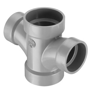 SPEARS VALVES P429-241C Double Sanitary Tee, Reducer, All Hub, 2 x 1-1/2 x 1-1/2 x 1-1/2 Size, CPVC | BU8ALG