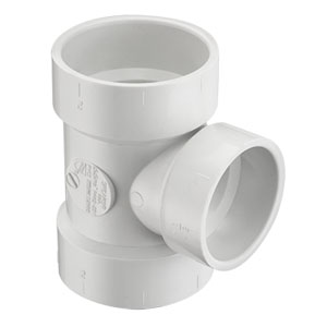 SPEARS VALVES P442-628BC Drain Waste Vent Reducer Vent Tee, Hub x Hub x Hub, 10 x 10 x 8 Size, PVC | BU8AJQ