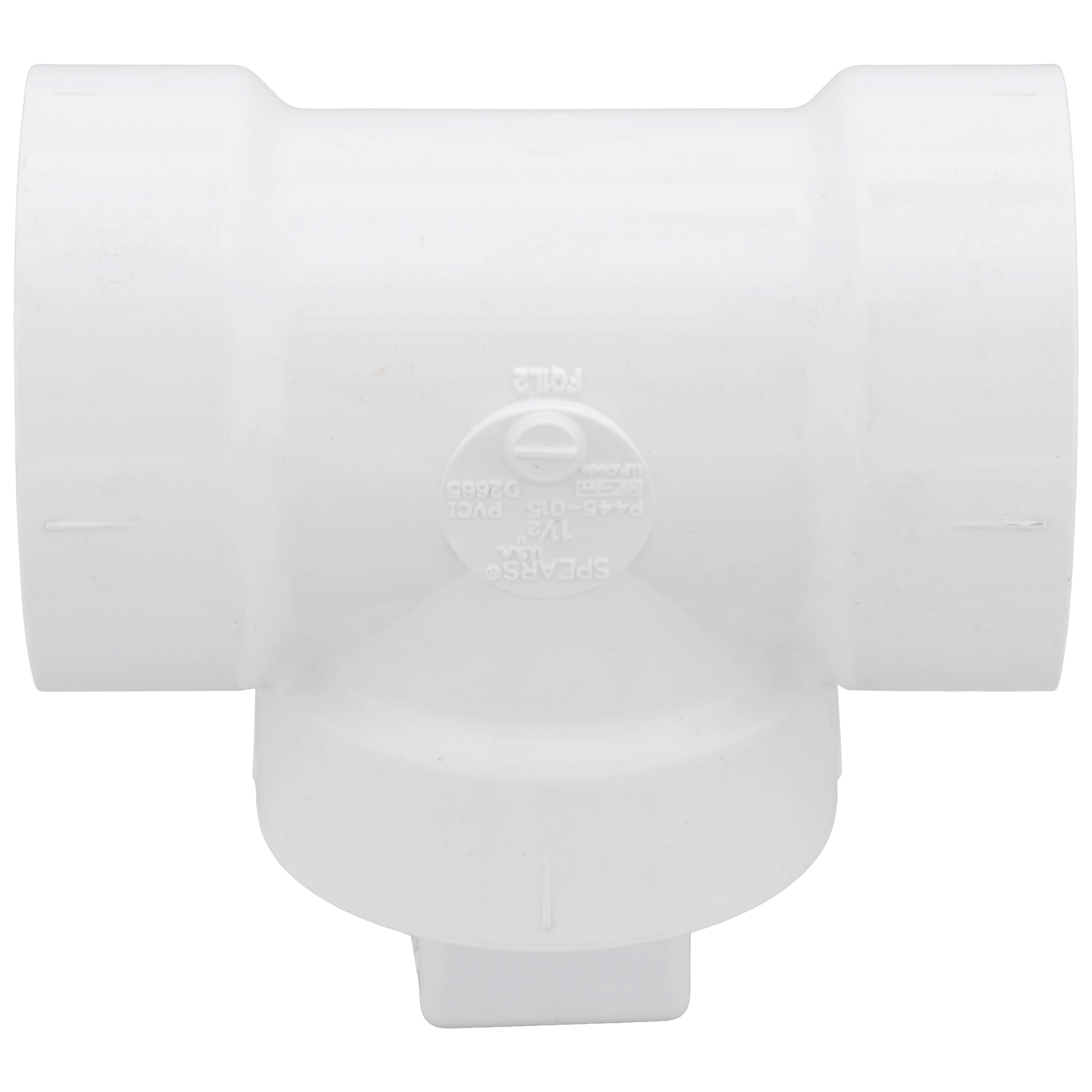 SPEARS VALVES P444X-015 Drain Waste Vent Cleanout Tee, With Plug, Hub x Hub x FPT, 1-1/2 Size, PVC | BU8AJX