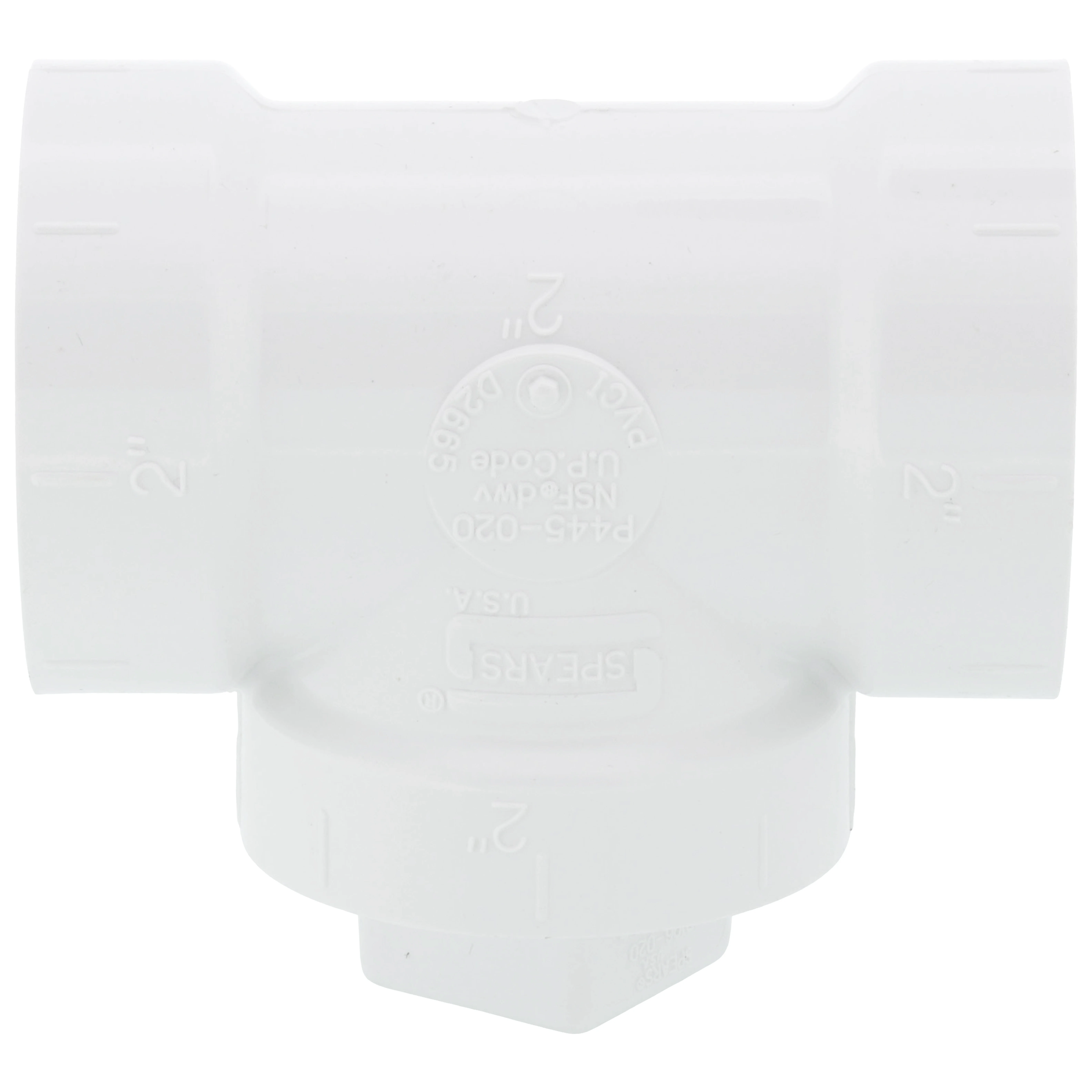 SPEARS VALVES P444X-020 Drain Waste Vent Cleanout Tee, With Plug, Hub x Hub x FPT, 2 Size, PVC | BU8AKE