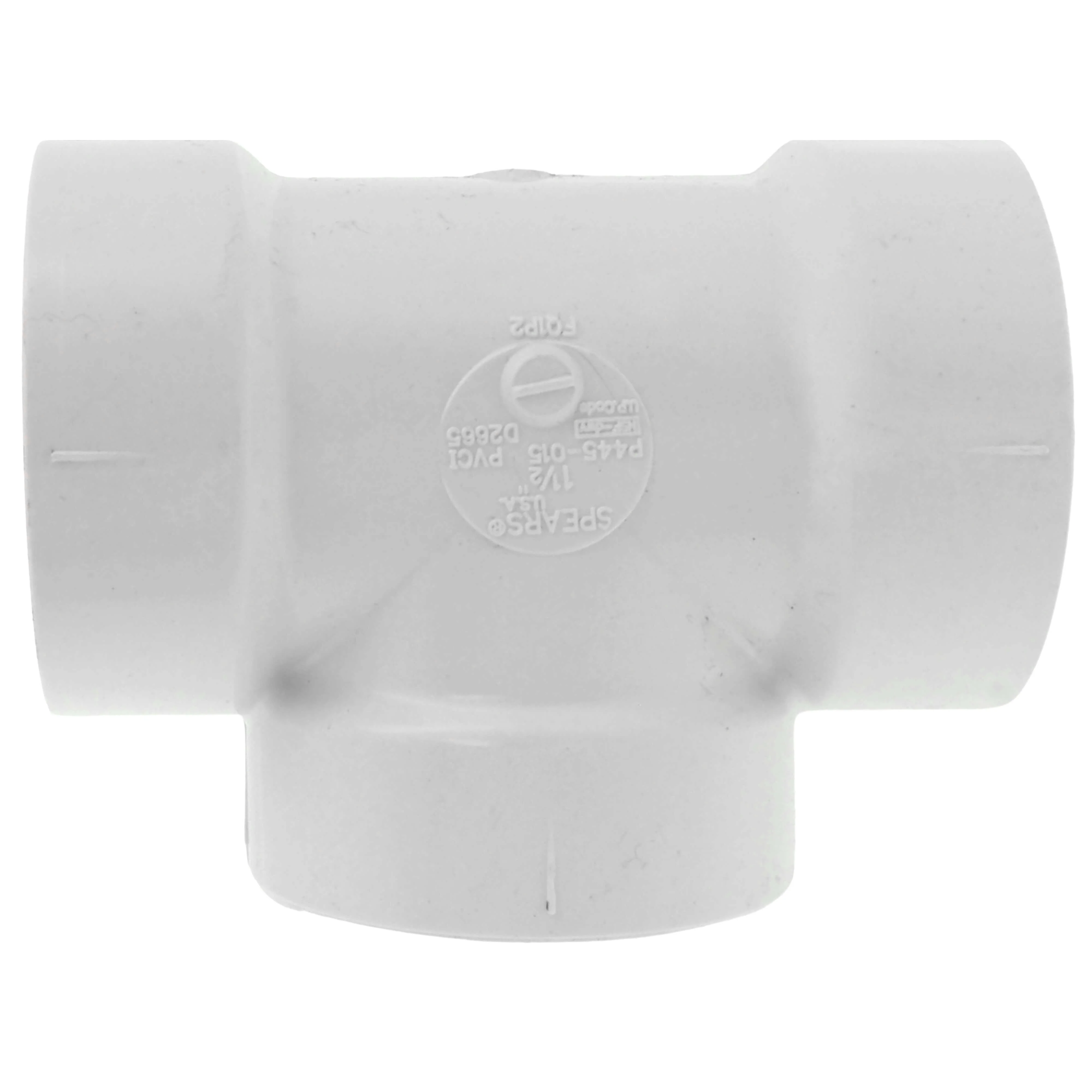 SPEARS VALVES P445-015 Drain Waste Vent Flush Cleanout Tee, Hub x Hub x FPT, 1-1/2 Size, PVC | BU7JUU