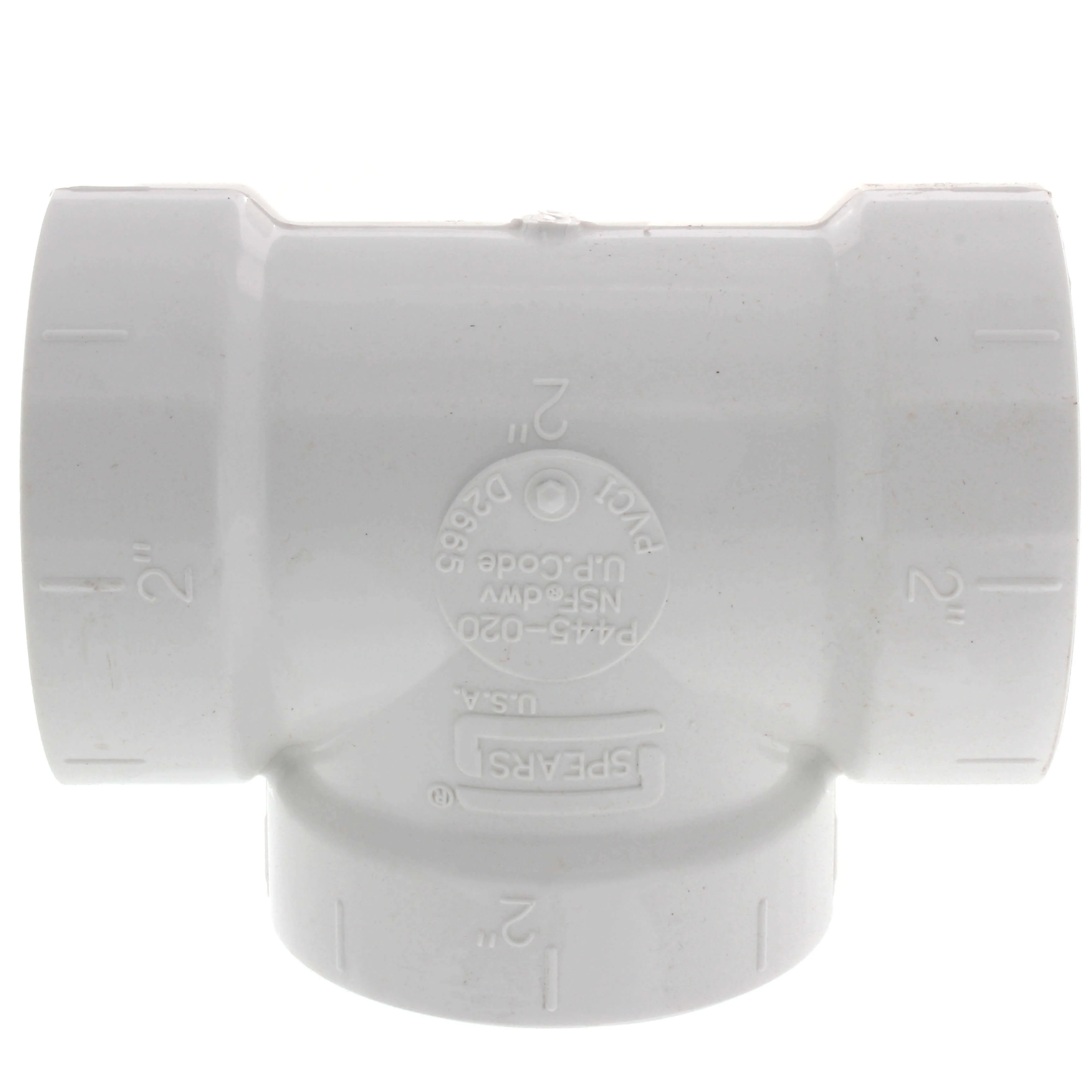 SPEARS VALVES P445-020 Drain Waste Vent Flush Cleanout Tee, Hub x Hub x FPT, 2 Size, PVC | BU7JFT