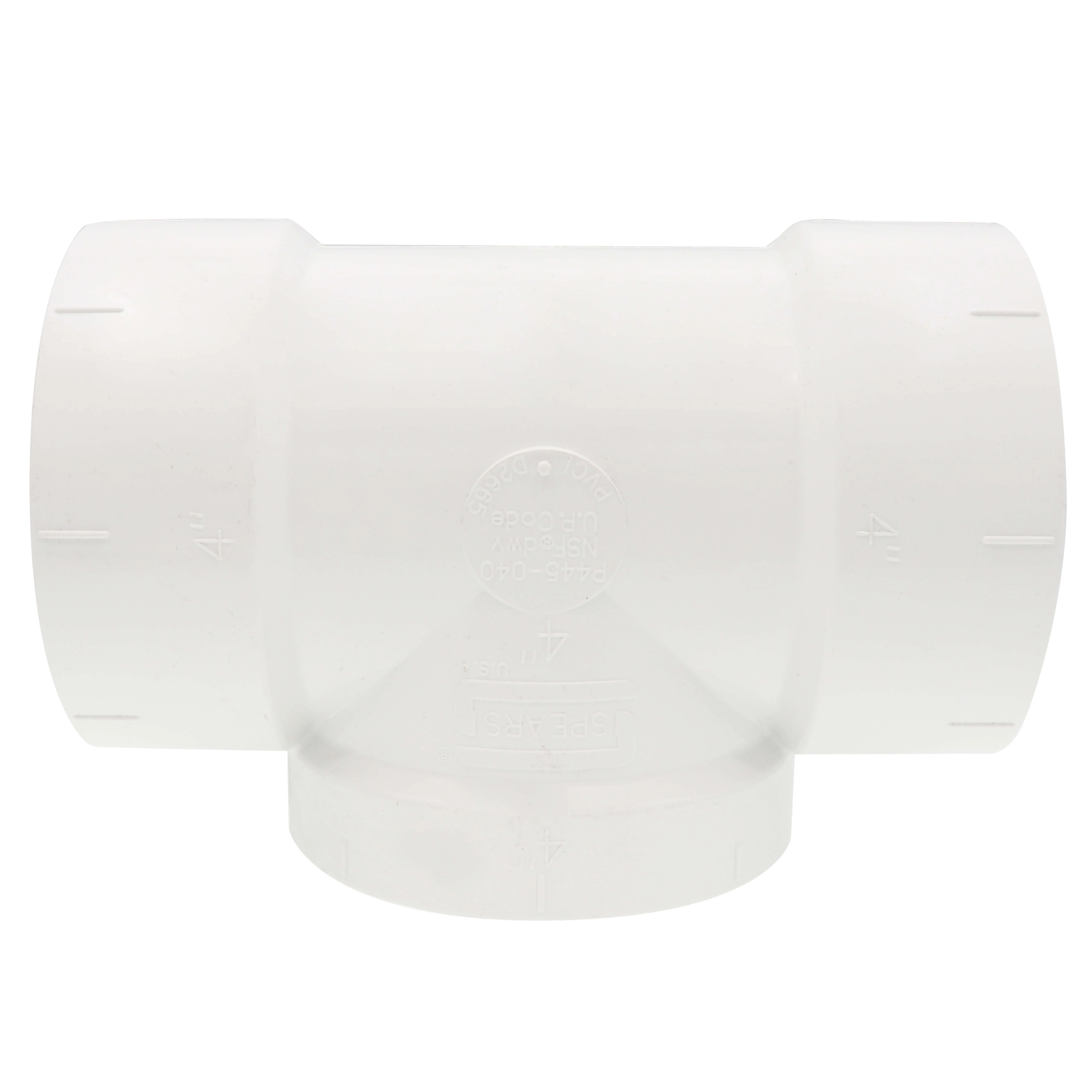 SPEARS VALVES P445-040 Drain Waste Vent Flush Cleanout Tee, Hub x Hub x FPT, 4 Size, PVC | BU7JGF