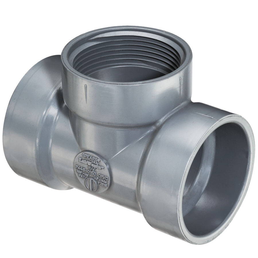 SPEARS VALVES P445-040C Flush Cleanout Tee, Hub x Hub x FPT, 4 Size, CPVC | BU8APP