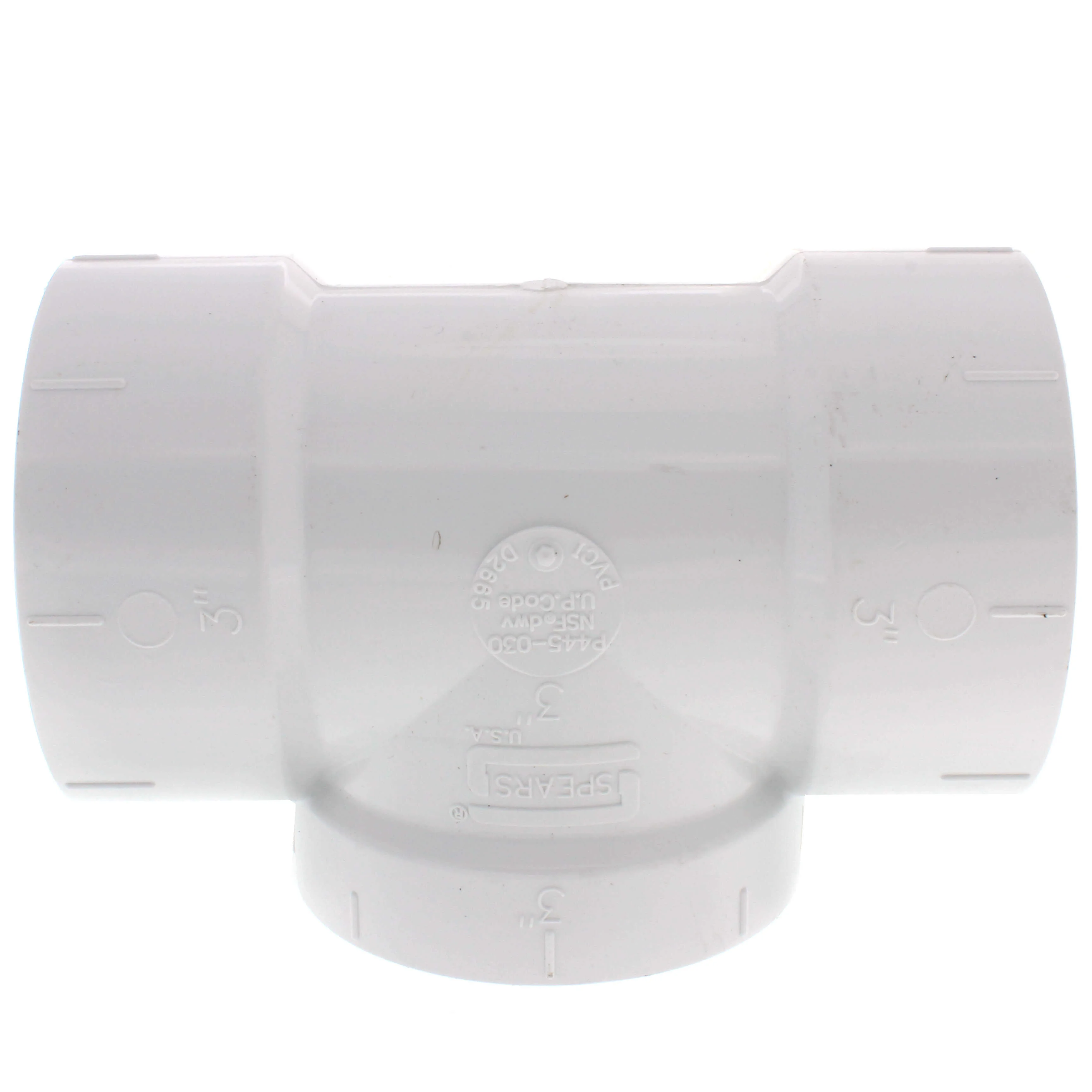 SPEARS VALVES P445X-030 Drain Waste Vent Flush Cleanout Tee, With Plug, Hub x Hub x FPT, 3 Size, PVC | BU8AQF