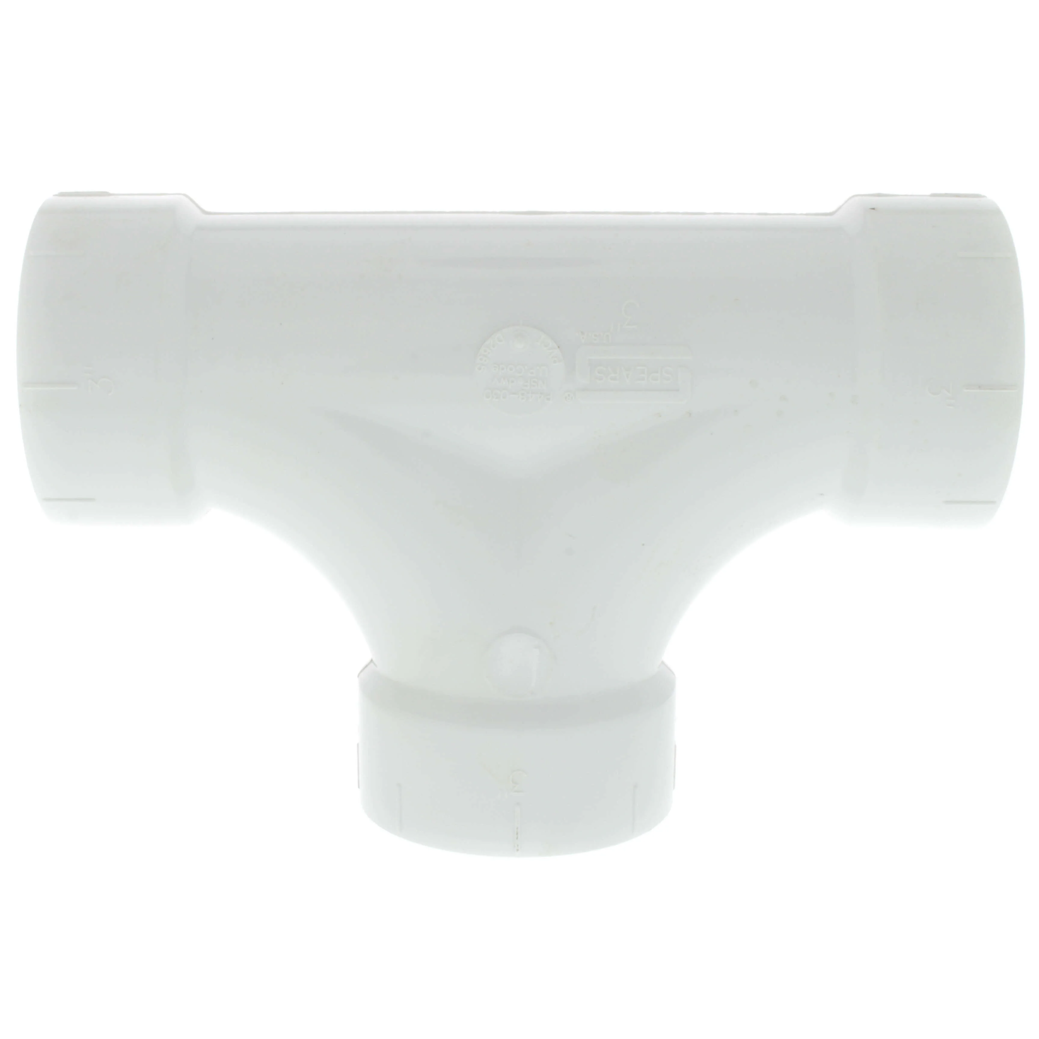 SPEARS VALVES P448-030 Drain Waste Vent Two Way Cleanout, Hub x Hub x Hub, 3 Size, PVC | BU8AQX