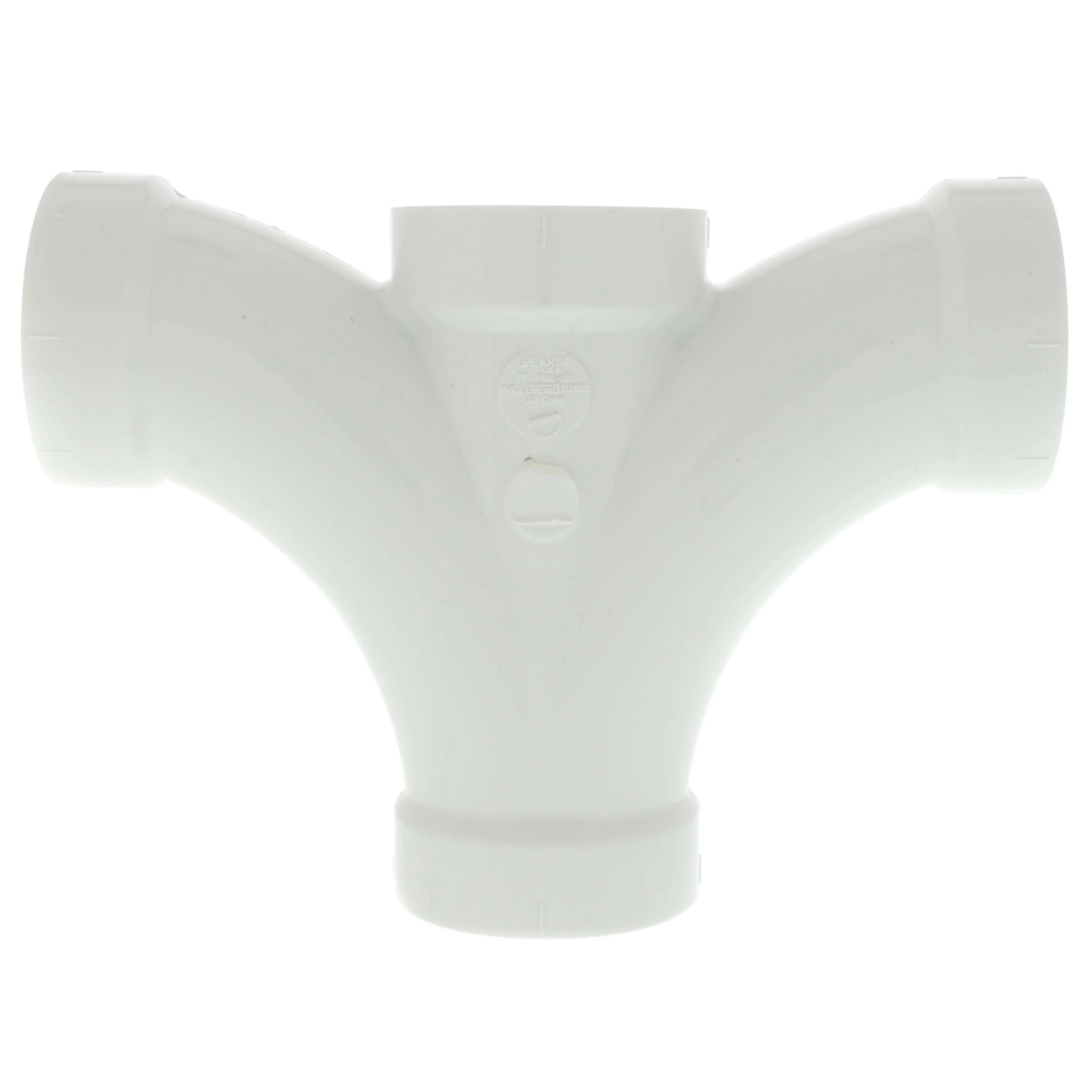 SPEARS VALVES P500-020 Drain Waste Vent Double Fixture Fitting, Hub x Hub x Hub x Hub, 2 Size, PVC | BU8ARB