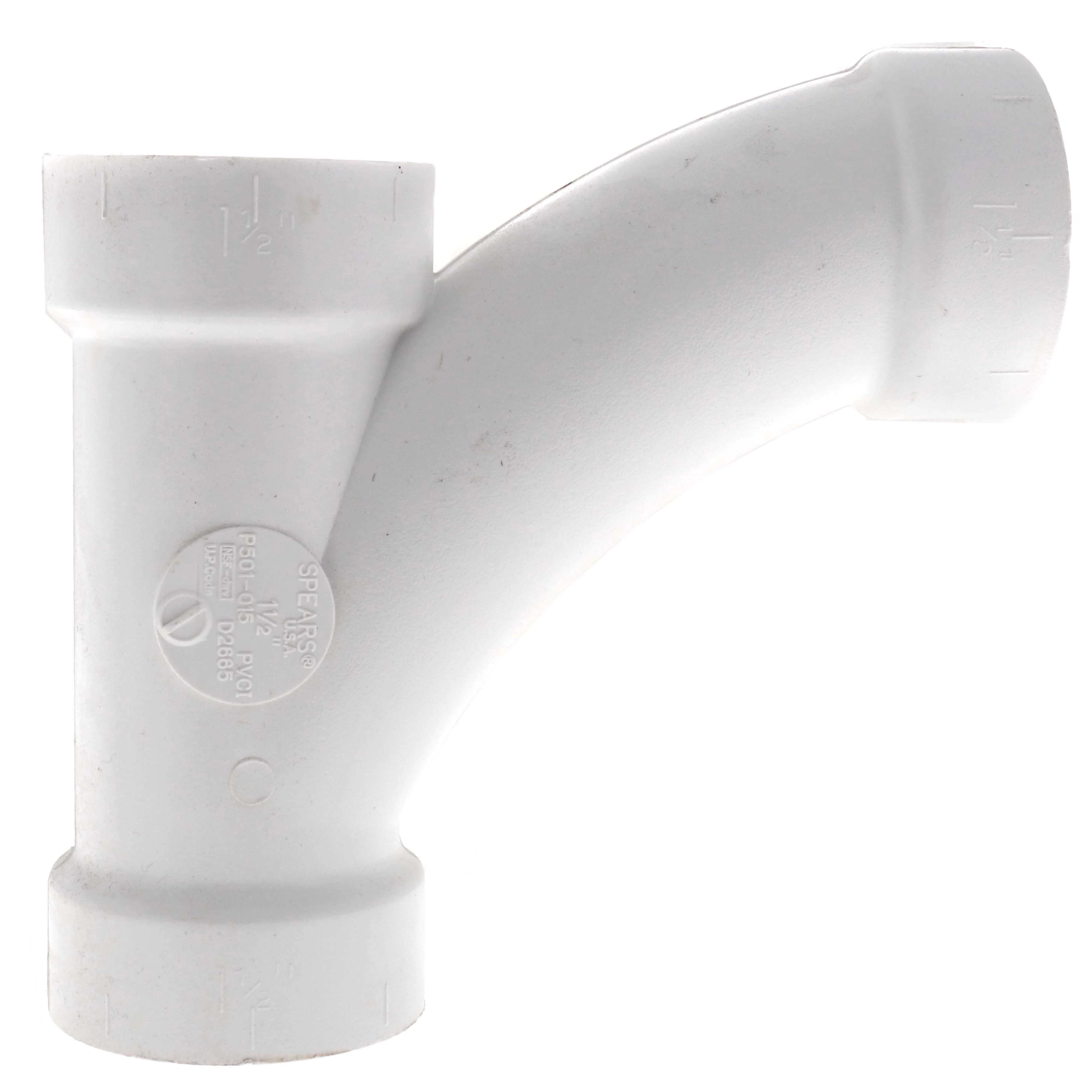 SPEARS VALVES P501-015 Drain Waste Vent Combination Wye, 1/8 Bend, Hub x Hub x Hub, 1-1/2 Size, PVC | BU8ARU