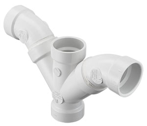 SPEARS VALVES P507-422 Double Combination Wye, 1/8 Bend, Hub, 4 x 4 x 3 x 3 Size, PVC | BU7NZJ