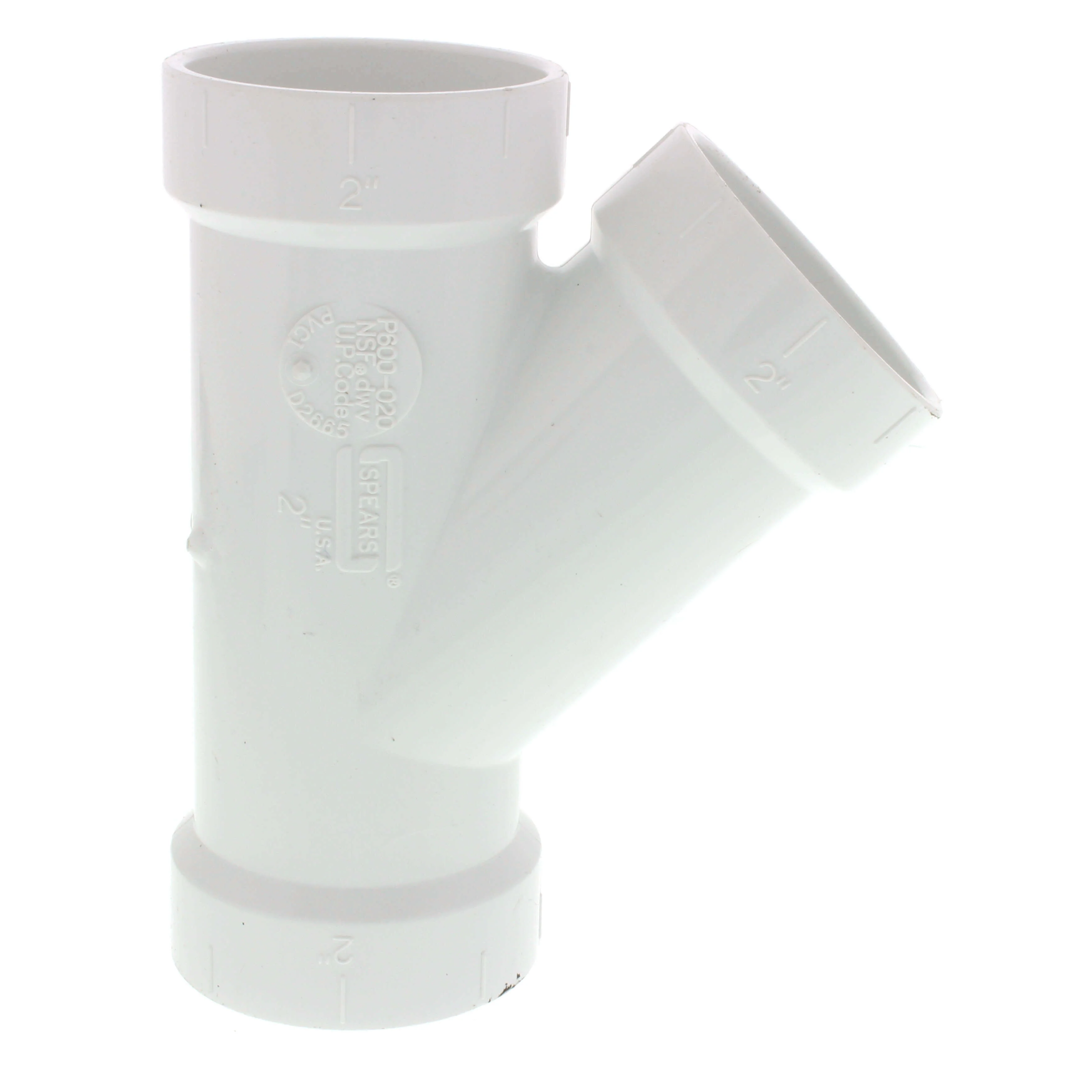 SPEARS VALVES P600-020 Drain Waste Vent Wye, Hub x Hub x Hub, 2 Size, PVC | BU7HPL