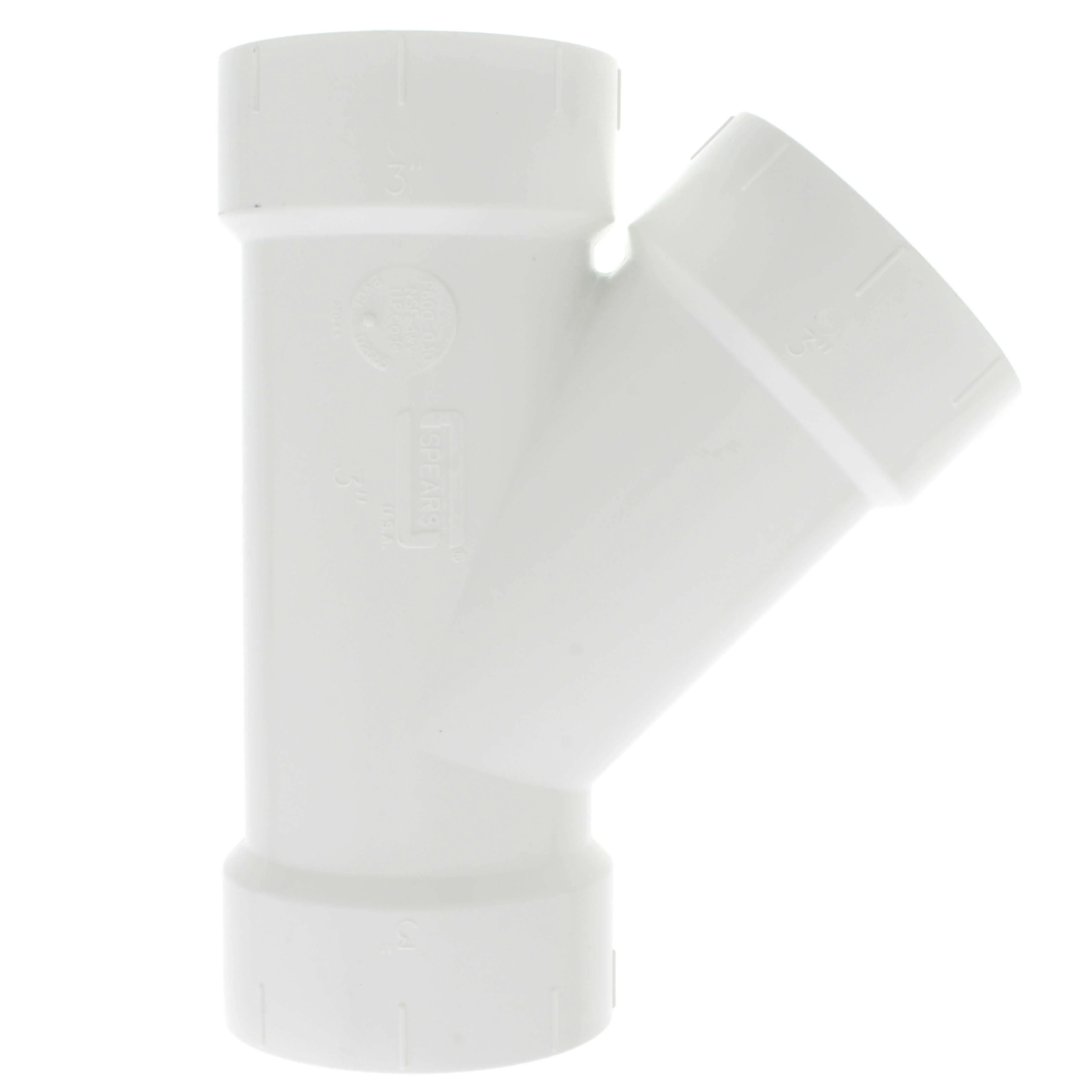 SPEARS VALVES P600-030 Drain Waste Vent Wye, Hub x Hub x Hub, 3 Size, PVC | BU7HQF