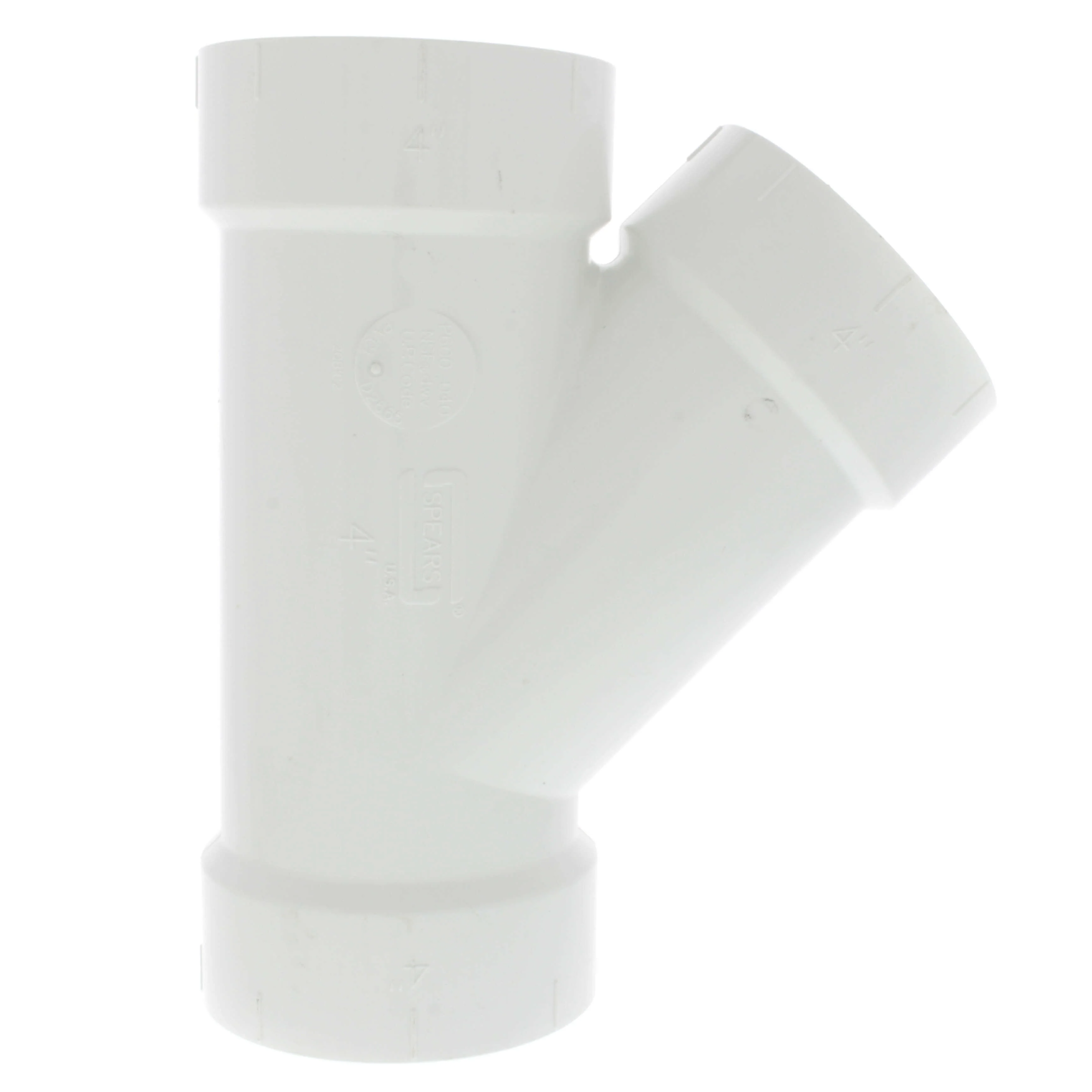 SPEARS VALVES P600-040 Drain Waste Vent Wye, Hub x Hub x Hub, 4 Size, PVC | BU7HQL