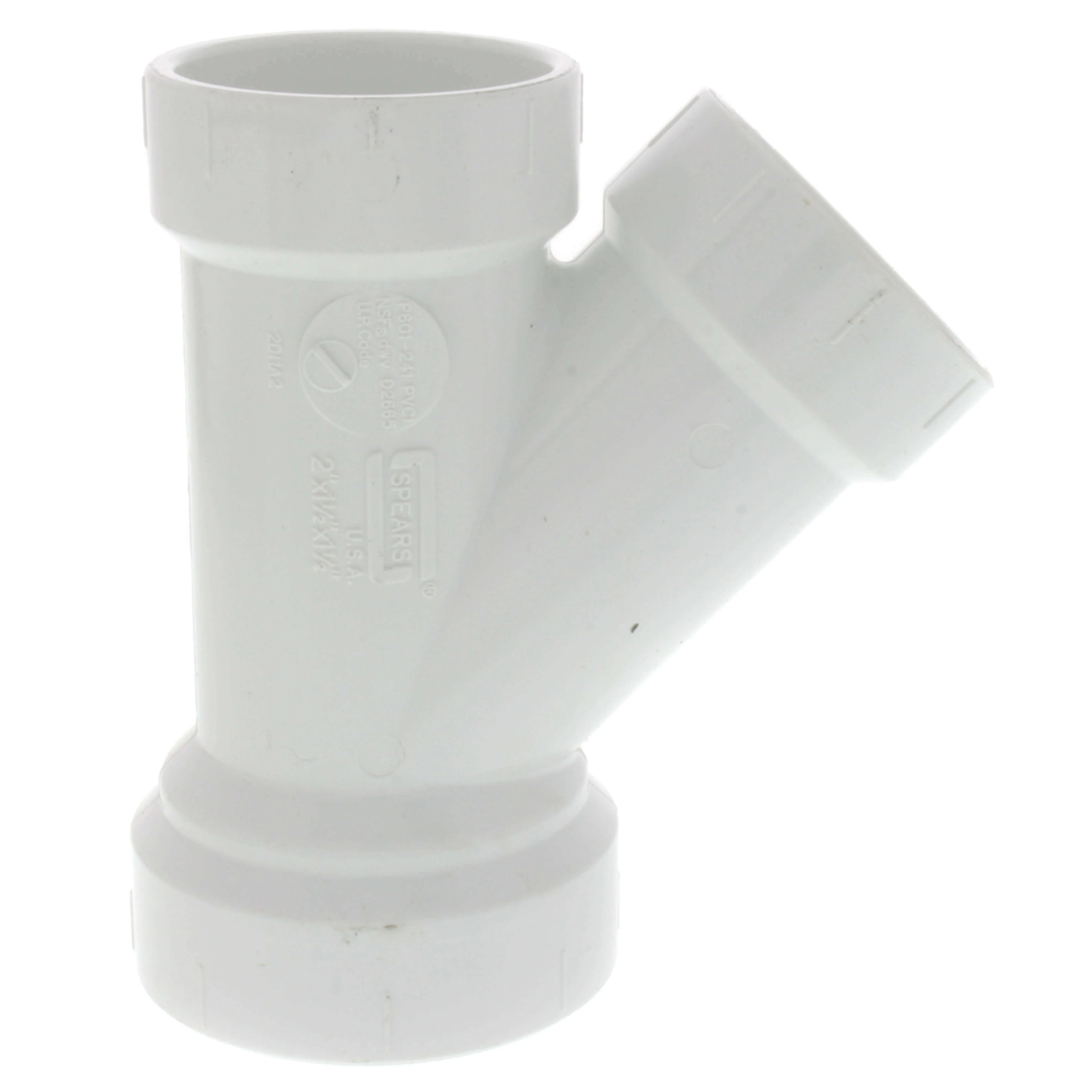 SPEARS VALVES P601-241 Drain Waste Vent Wye, Hub x Hub x Hub, 2 x 1-1/2 x 1-1/2 Size, PVC | BU7KFQ