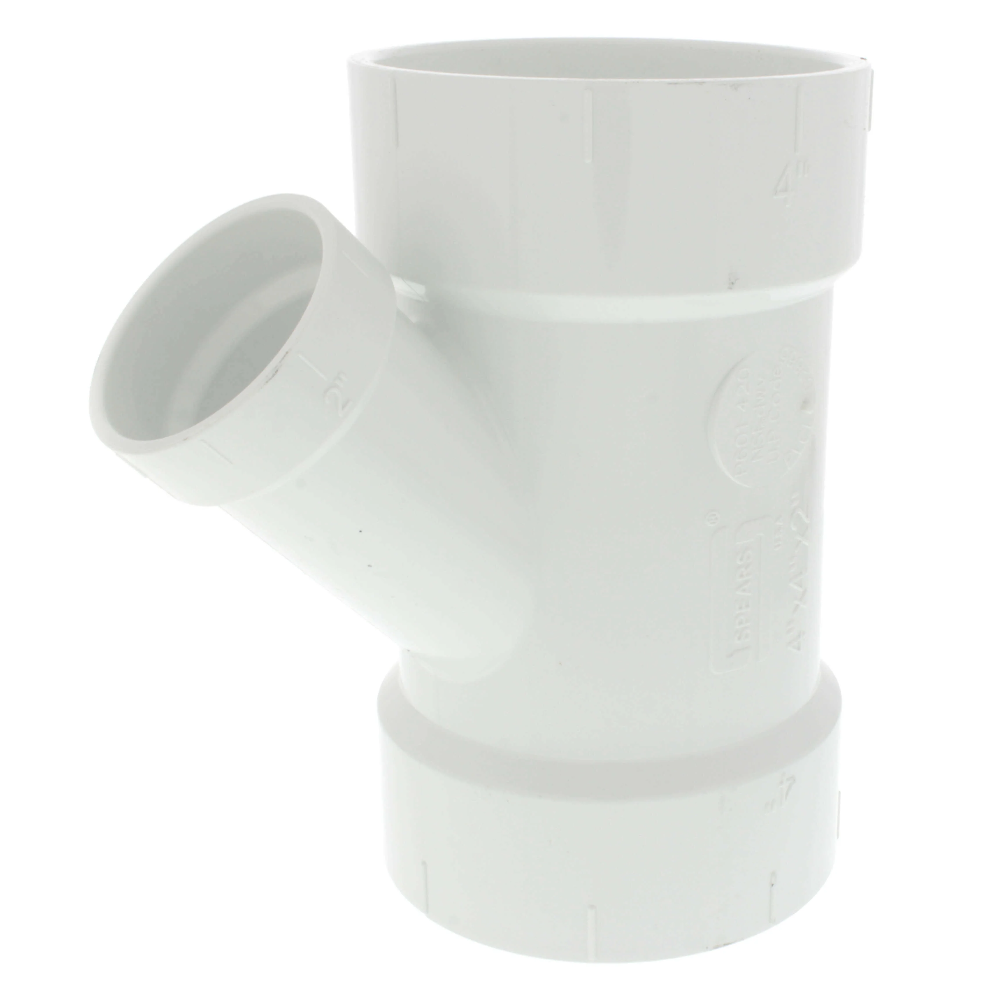SPEARS VALVES P601-420 Drain Waste Vent Reducer Wye, Hub x Hub x Hub, 4 x 4 x 2 Size, PVC | BU7HTX