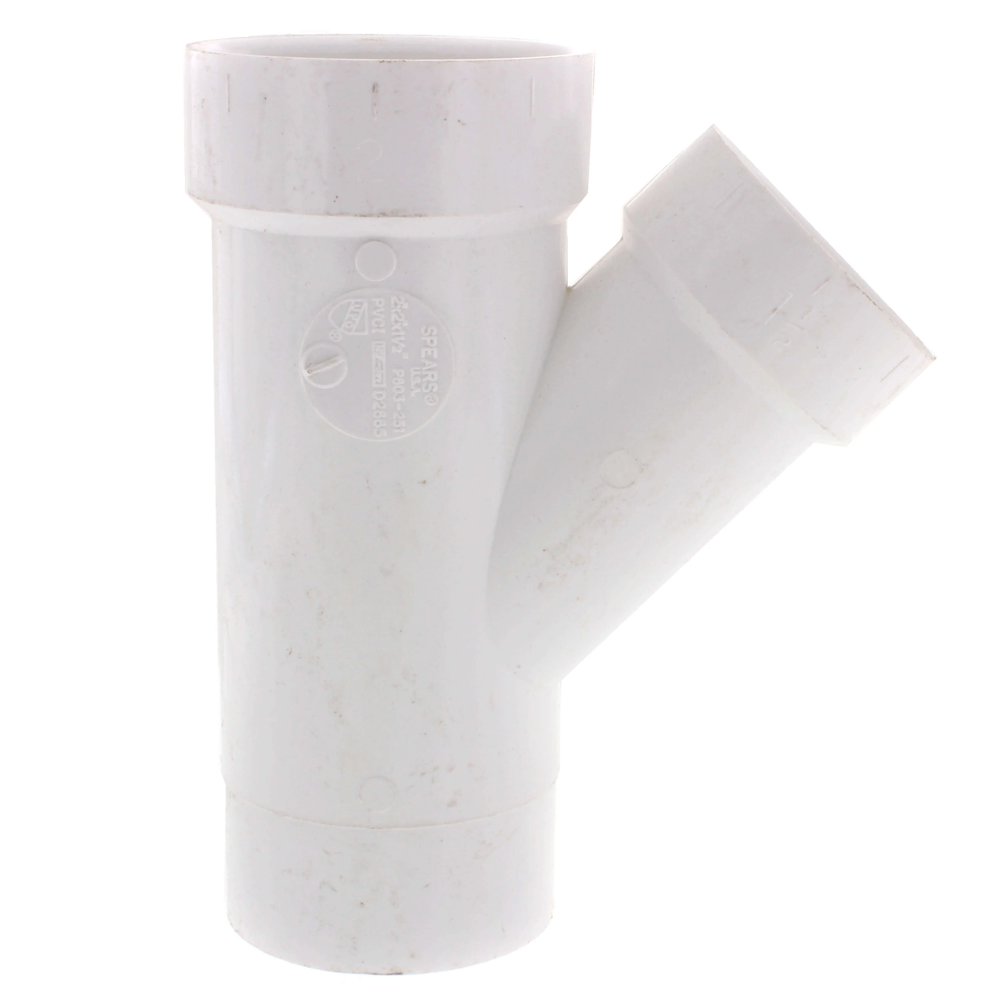 SPEARS VALVES P603-251 Drain Waste Vent Reducer Street Wye, Spigot x Hub x Hub, 2 x 2 x 1-1/2 Size, PVC | BU8AYF