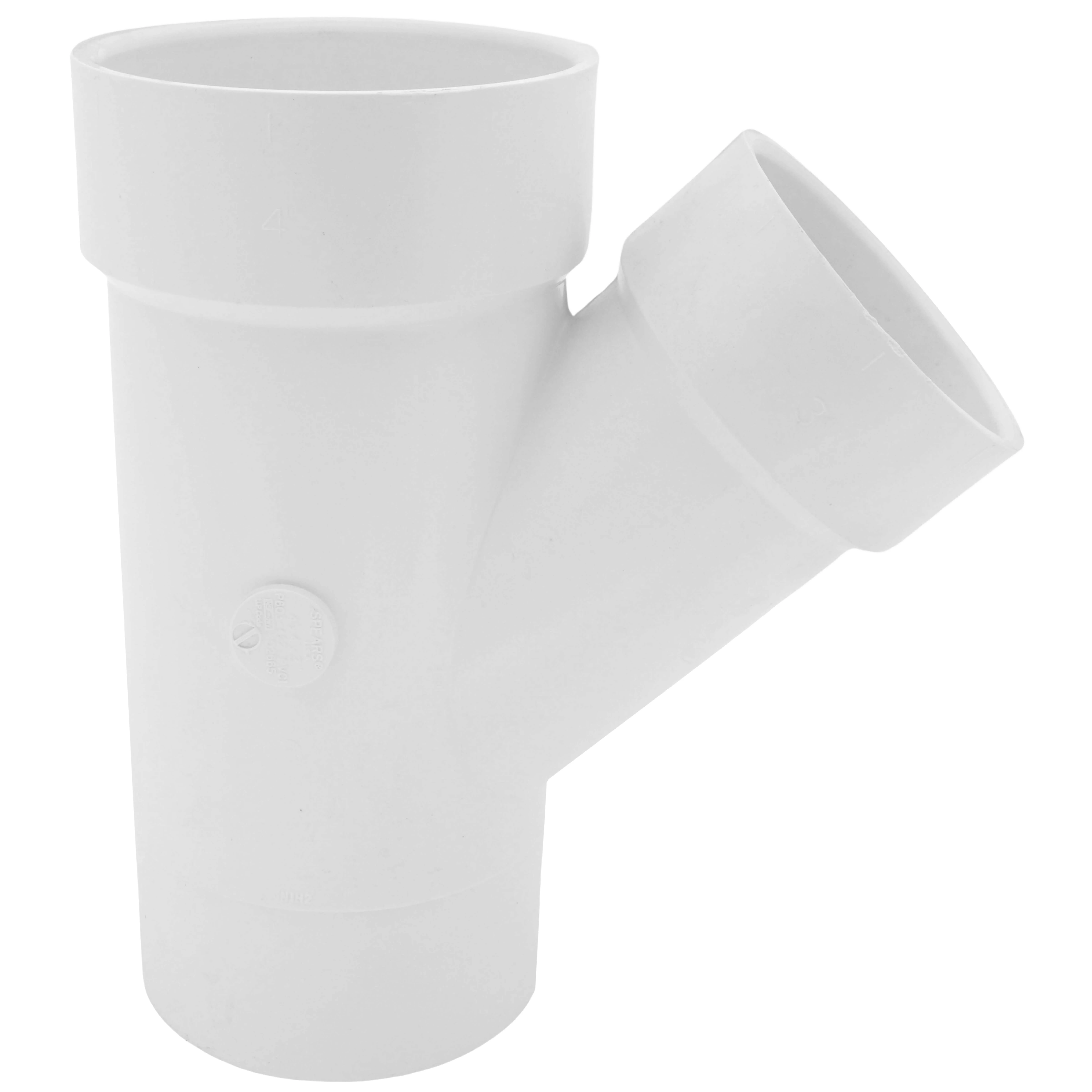 SPEARS VALVES P603-422 Drain Waste Vent Reducer Street Wye Spigot x Hub x Hub, 4 x 4 x 3 Size, PVC | BU8AYK