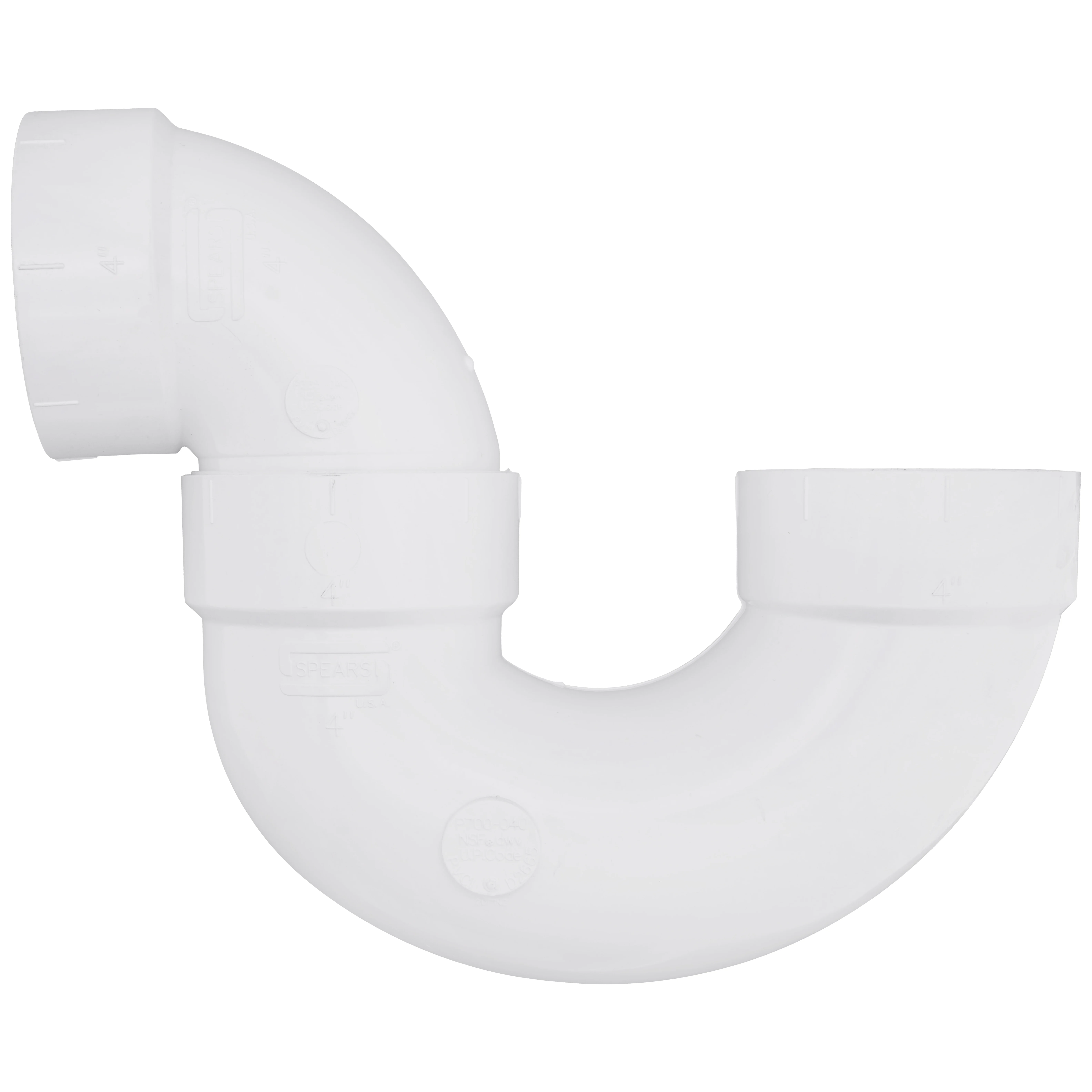 SPEARS VALVES P706X-040 Drain Waste Vent Solid P-Trap, Hub x Hub, 4 Size, PVC | BU7MCN