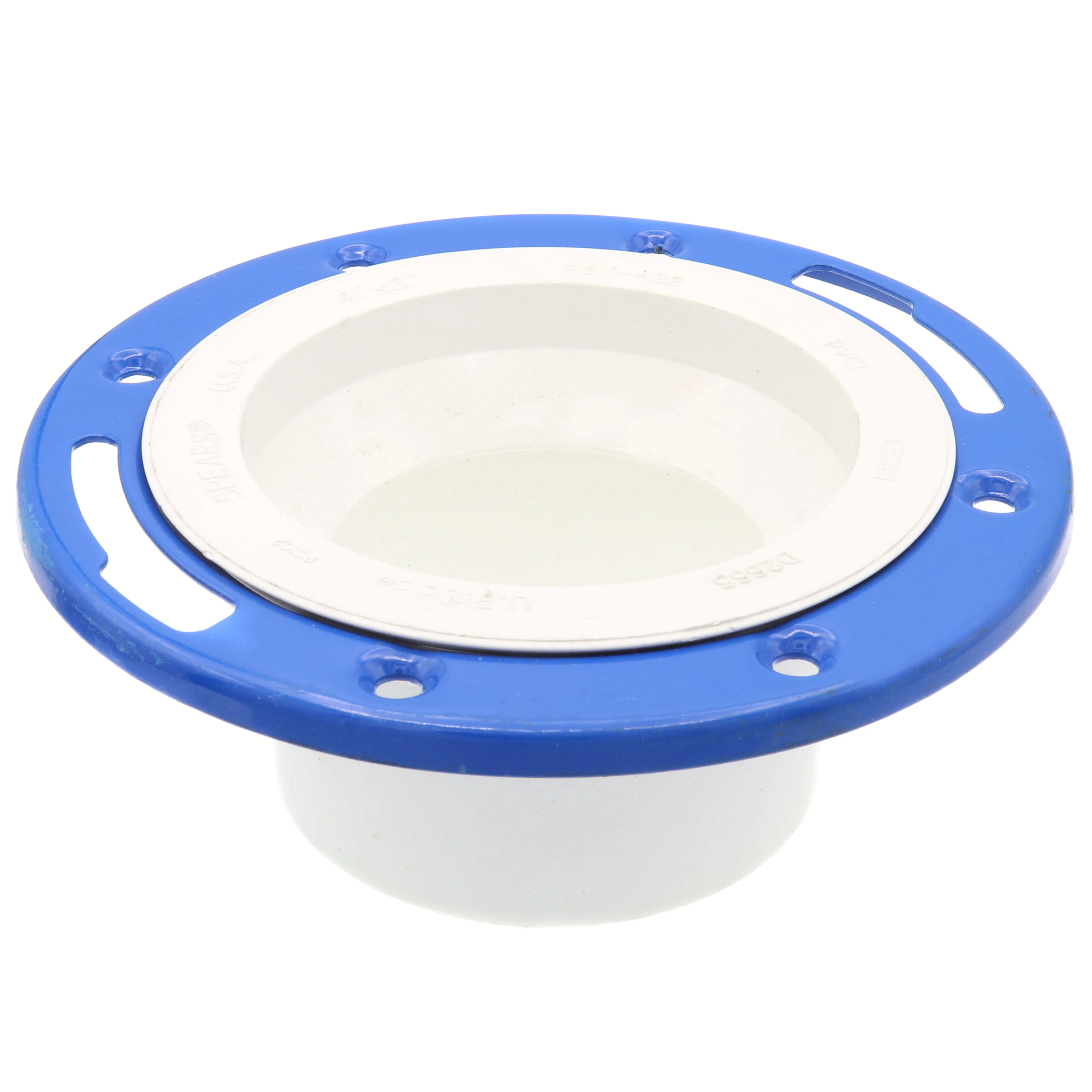 SPEARS VALVES P811-422 Drain Waste Vent Closet Flange, With Adjustable Ring Hub, 4 x 3 Size, PVC | BU7JZB