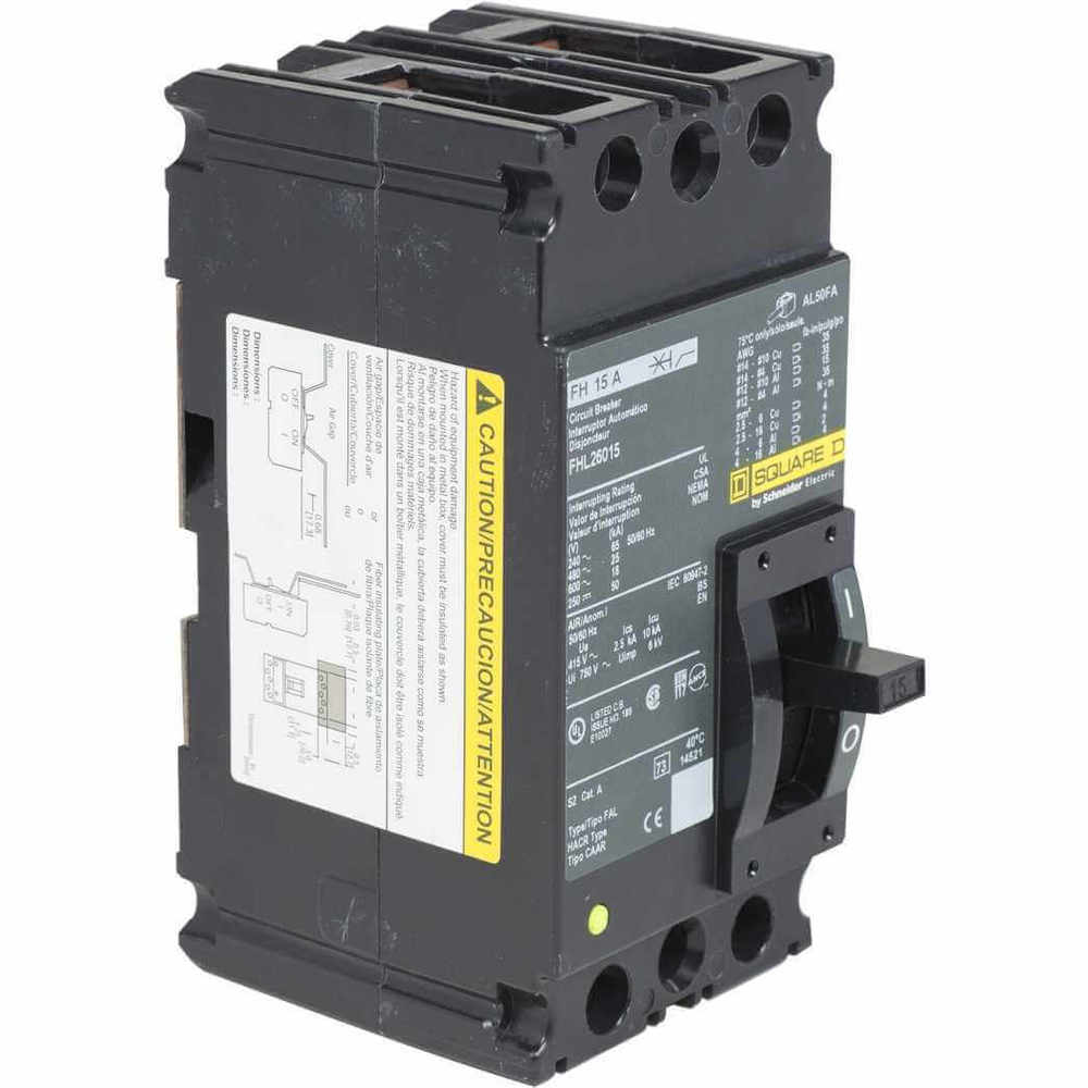 SQUARE D FHL26015 Circuit Breaker Feed-thru 15 Amp 600vac 2p 25kaic@480v | AG8NPG
