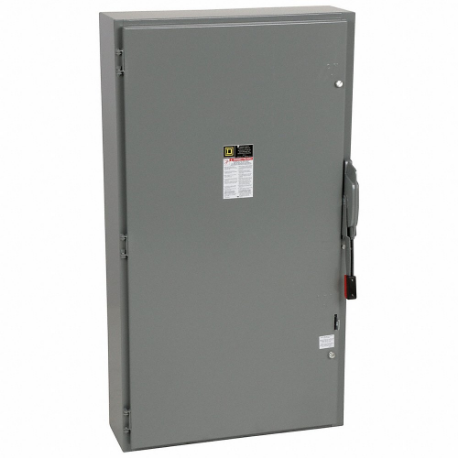 SQUARE D H366 Safety Switch, Fusible, 600 A, Three Phase, 600V AC, Galvanized Steel, Indoor | CU4GHB 2CR24