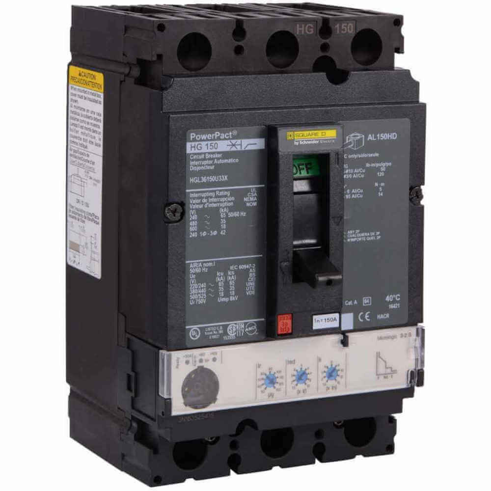 SQUARE D HGL36150U33X Circuit Breaker 150a 3 Pole 600vac Box Lug | AF6GCN 14G974