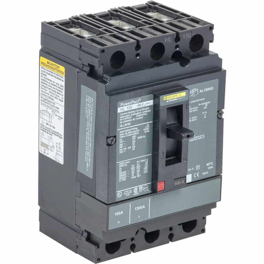 SQUARE D HLL36100 Circuit Breaker Feed-thru 100 Amp 600vac 3p 100kaic@480v | AG8PUF