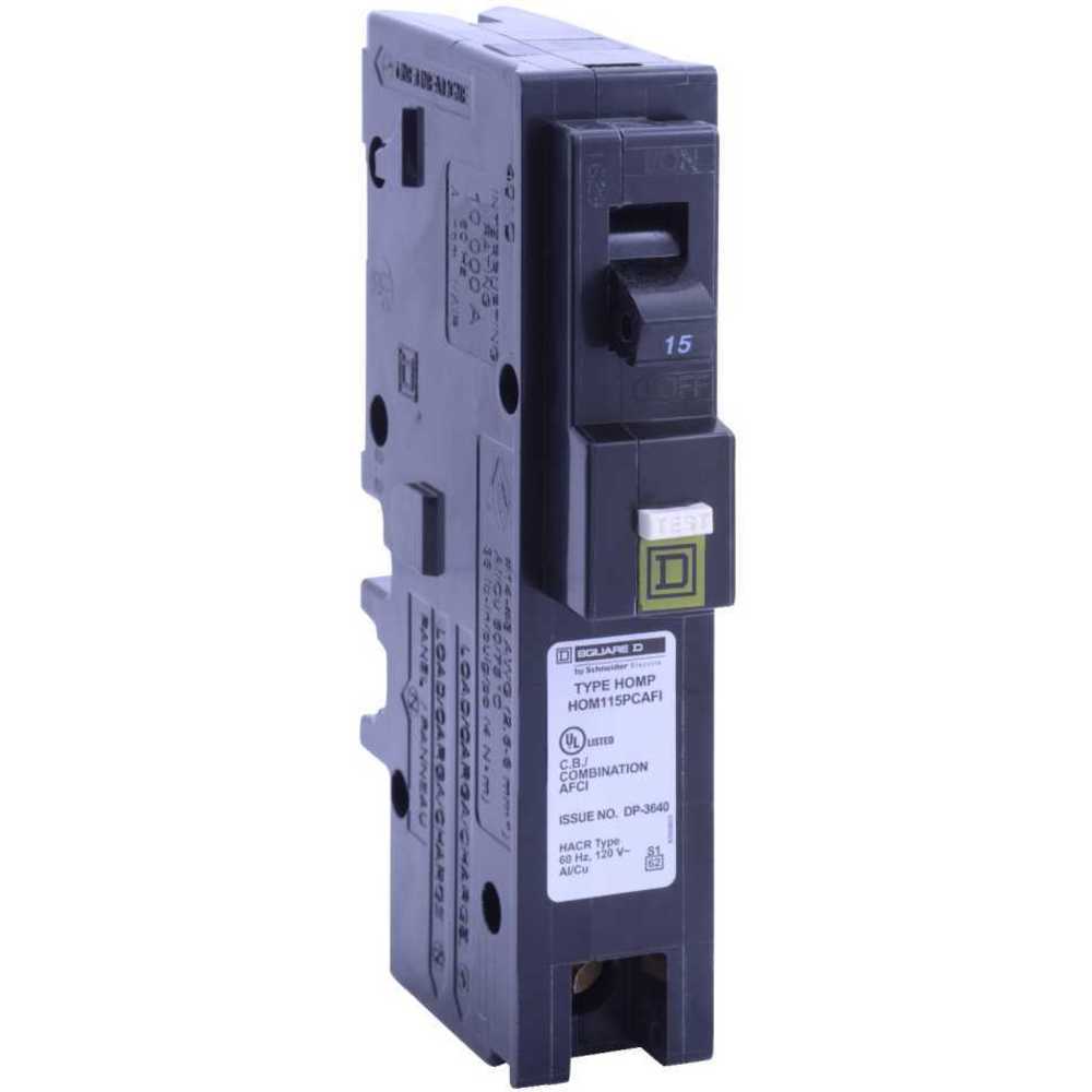 SQUARE D HOM115PCAFI Plug In Circuit Breaker Hom 15 Amp 120vac 1p 10kaic@120v | AG8PYT