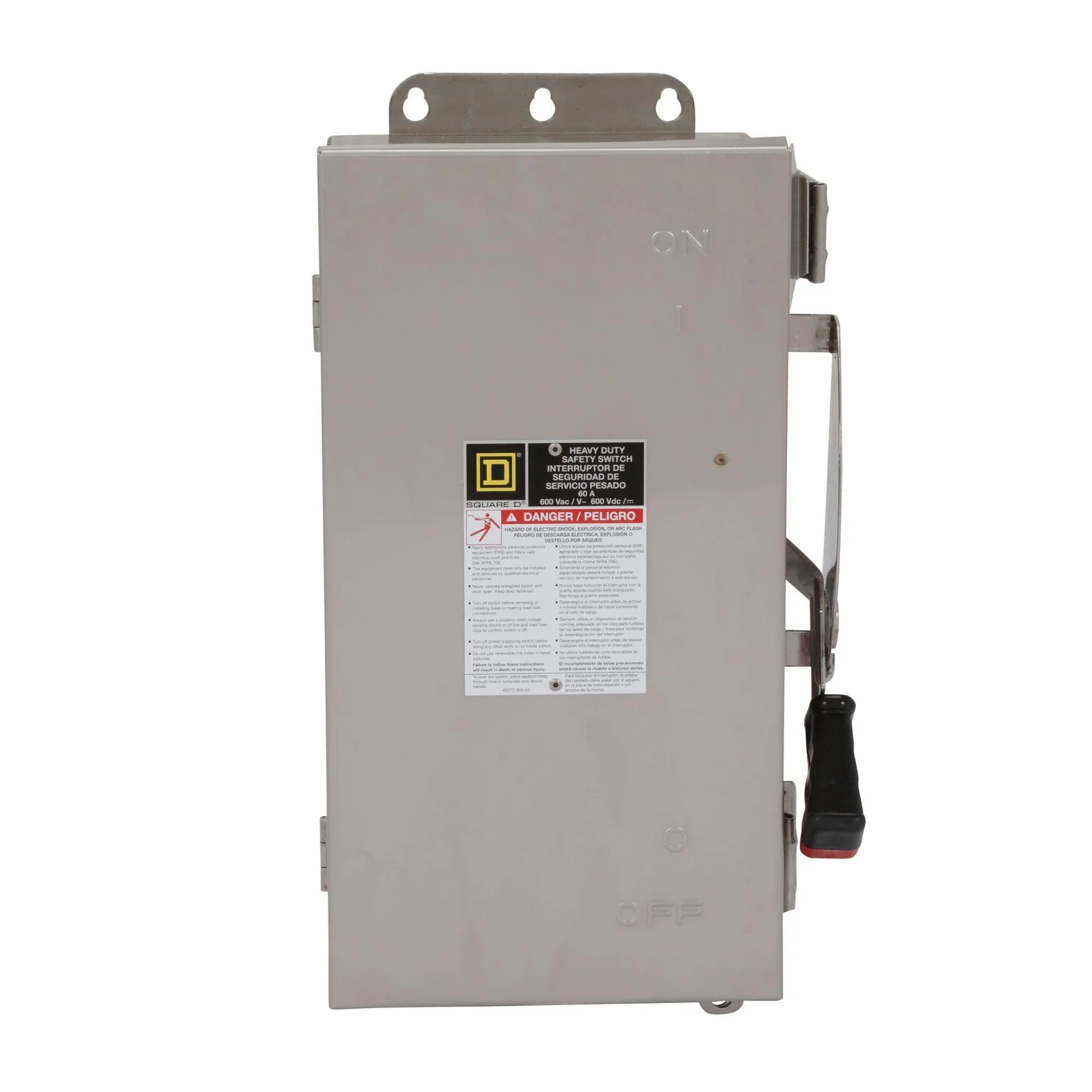 Switch, 60A, 600V, 3 Pole, Non-Fusible, HU Frame Type