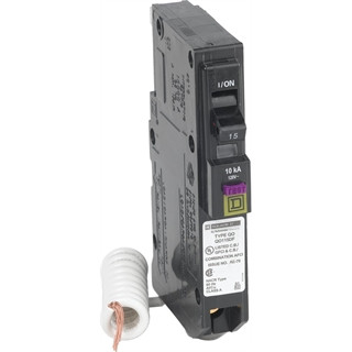 SQUARE D QO115DF Miniature Circuit Breaker, Dual Function, Pigtail, 15A | CE6HPT