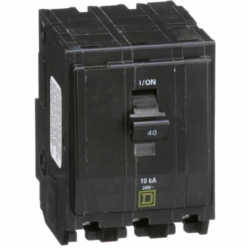 Miniature Circuit Breaker, 40A, 3 Pole, 120/240VAC, 10KA, Plug In Mount