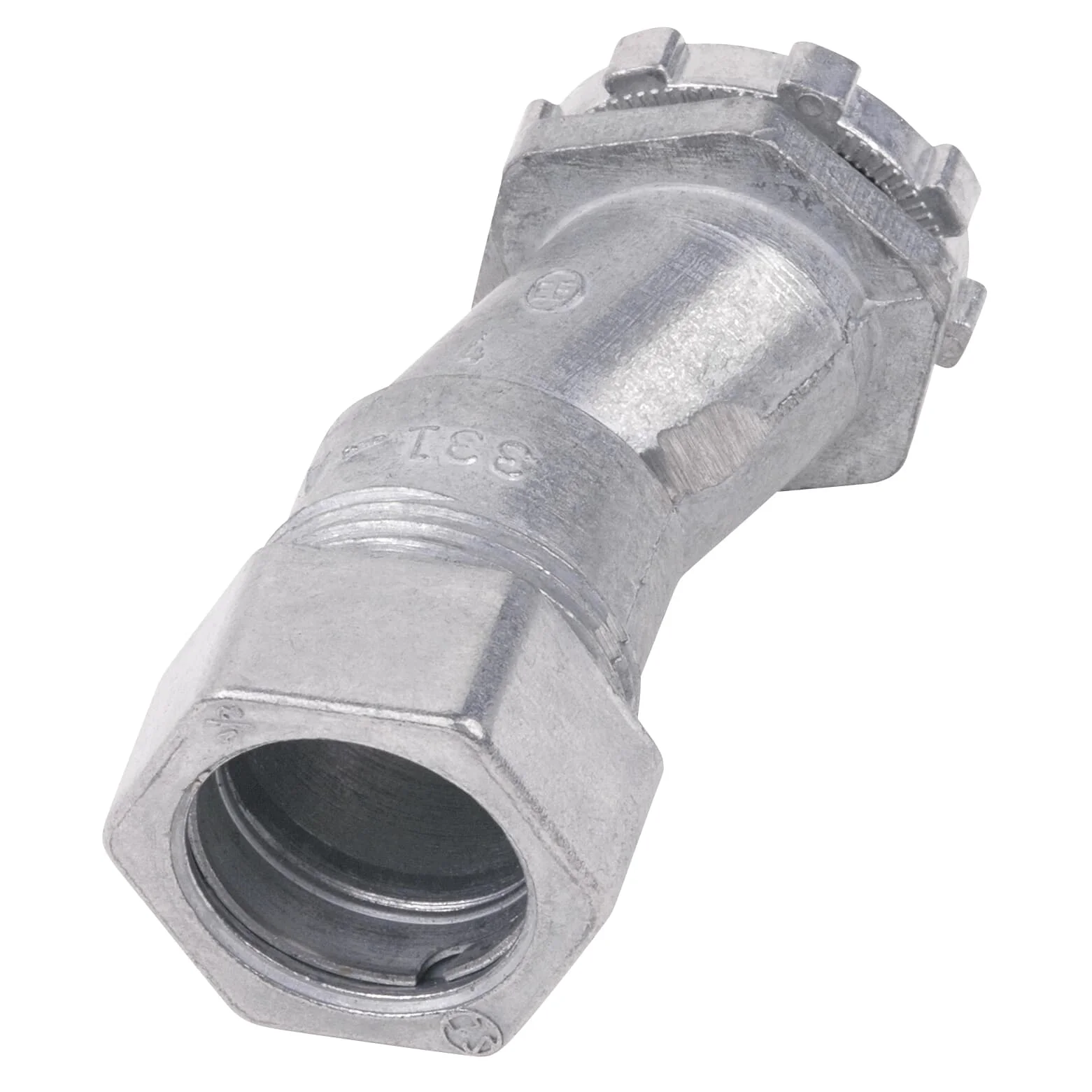 Connector, Offset Compression, 3/8 Inch Conduit, 3/4 Inch Offset, Die Cast Zinc