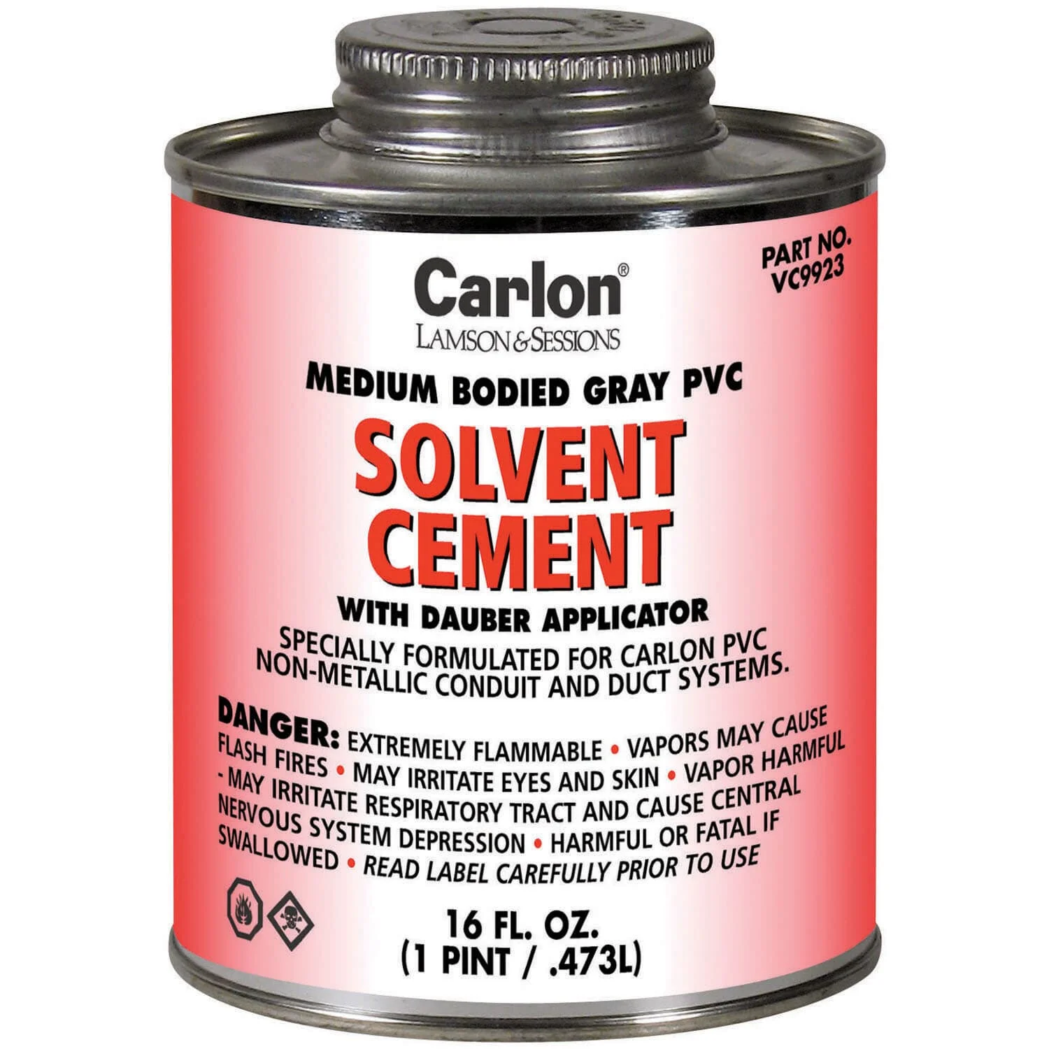 Pvc Cement With Dauber Applicator, Pint Size, Medium Gray
