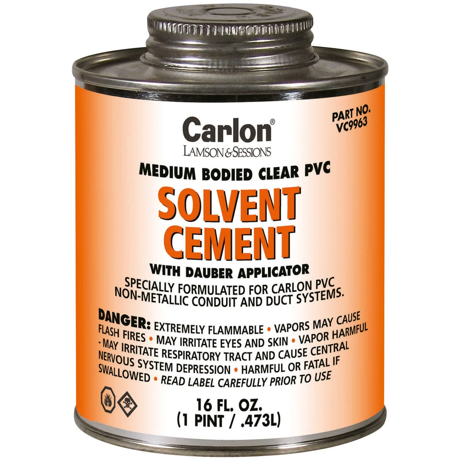 Pvc Cement, With Dauber Applicator, 1/2 Pint Standard, Clear
