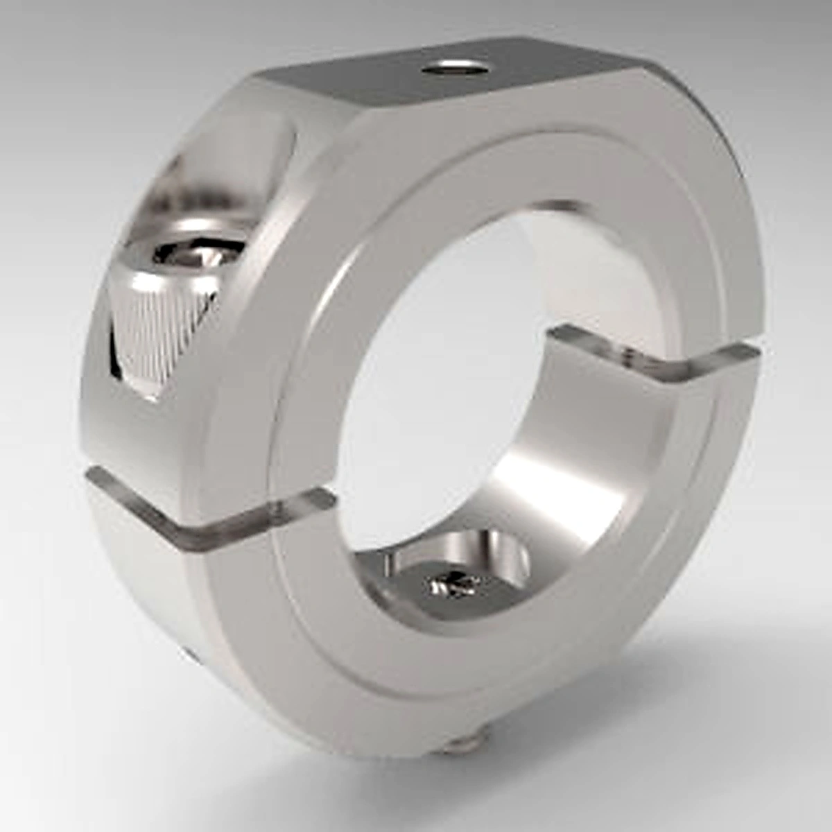 Stafford Mfg 19S104ST Shaft Mounting Collar, 2 Piece Split, Clamp Type, 2 Flat Surface, 1-1/4 Inch Bore, SS | CJ6JKH