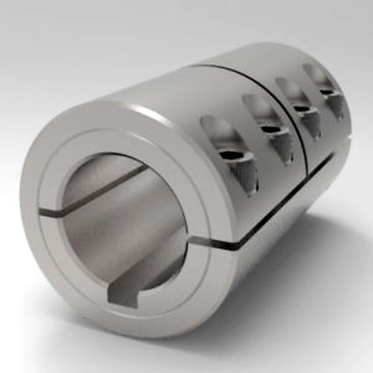Stafford Mfg 7A008008K Rigid Shaft Coupling, Keyway, 1 Piece Split, Clamp Type, 1/2 x 1/2 Inch Bore, Aluminum | CJ6GEN
