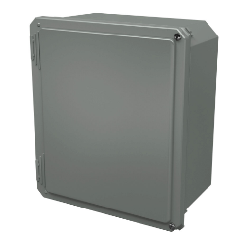 Enclosure, 12 x 10 x 6 Inch Size, Wall Mount, Fiberglass Reinforced Polyester, Gray