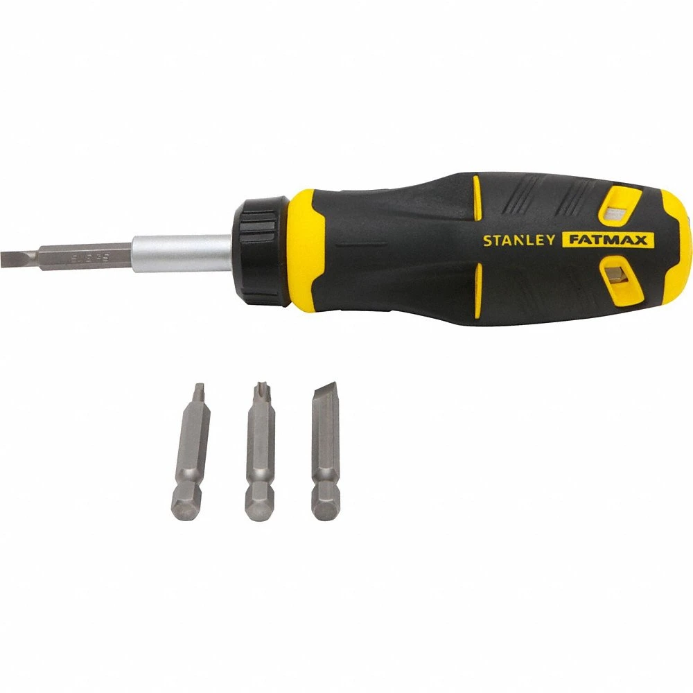 Multi-Bit Screwdriver, Phillips/Slotted/Square/Torx Tip, 8 Tips, 7 1/2 Inch Lg